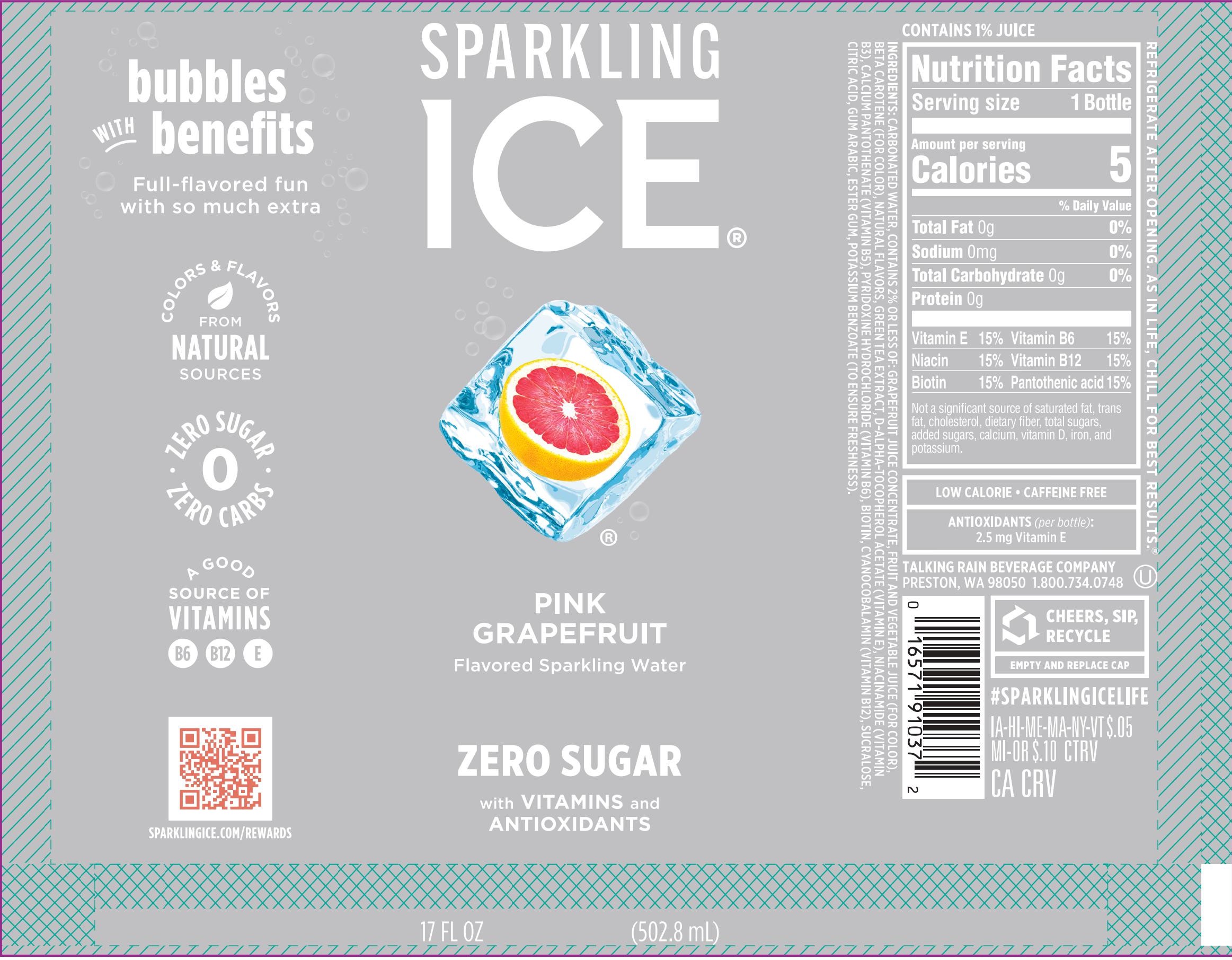 Sparkling Ice Pink Grapefruit 12 units per case 17.0 fl Product Label