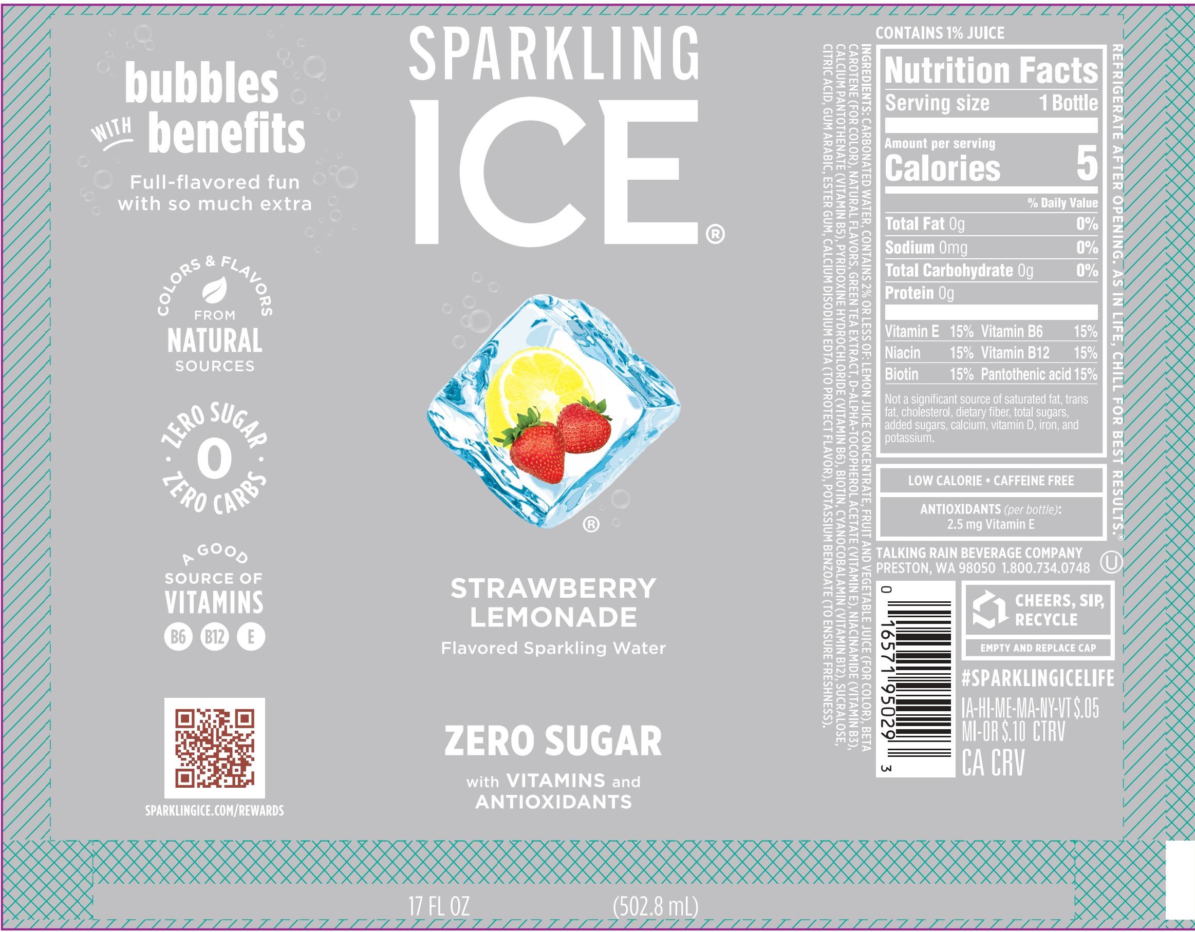 Sparkling Ice Strawberry Lemonade 12 units per case 17.0 fl Product Label