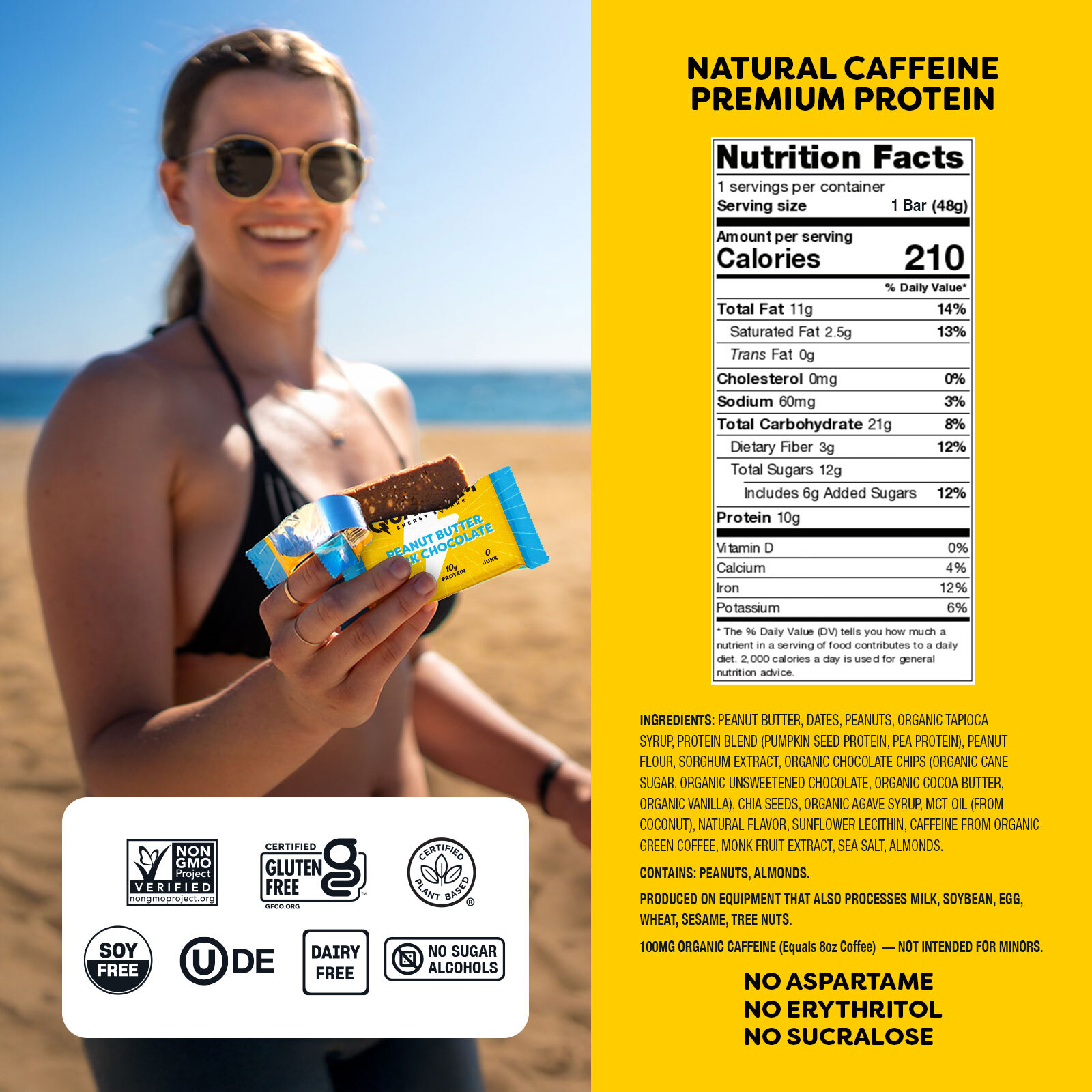Quantum Energy Square - Peanut Butter Dark Chocolate (8pk) 16 innerpacks per case 1.7 oz Nutrition Info