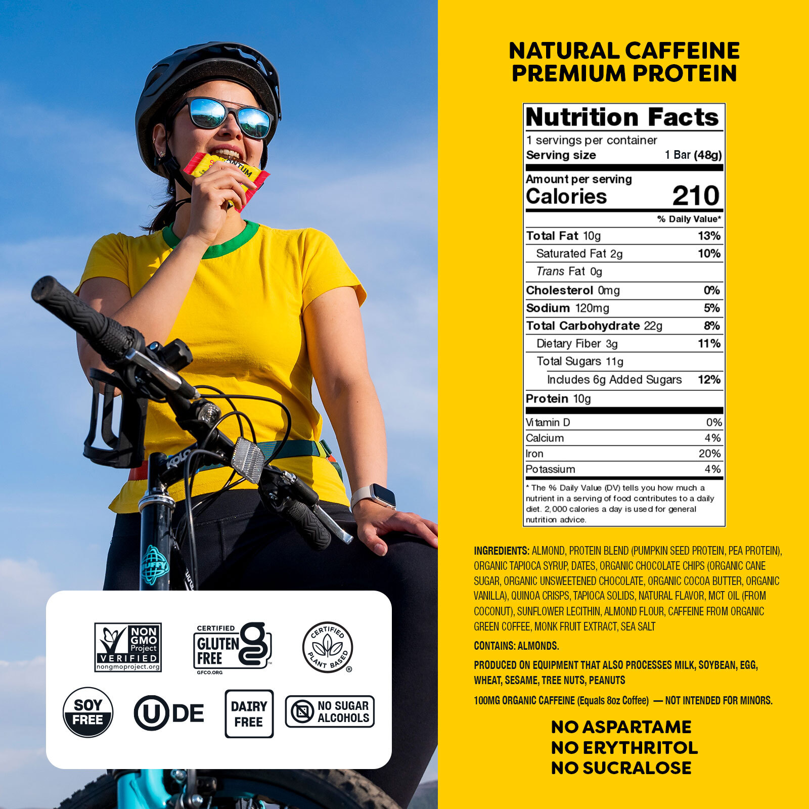 Quantum Energy Square - Chocolate Chip Cookie Dough (8pk) 16 innerpacks per case 1.7 oz Nutrition Info