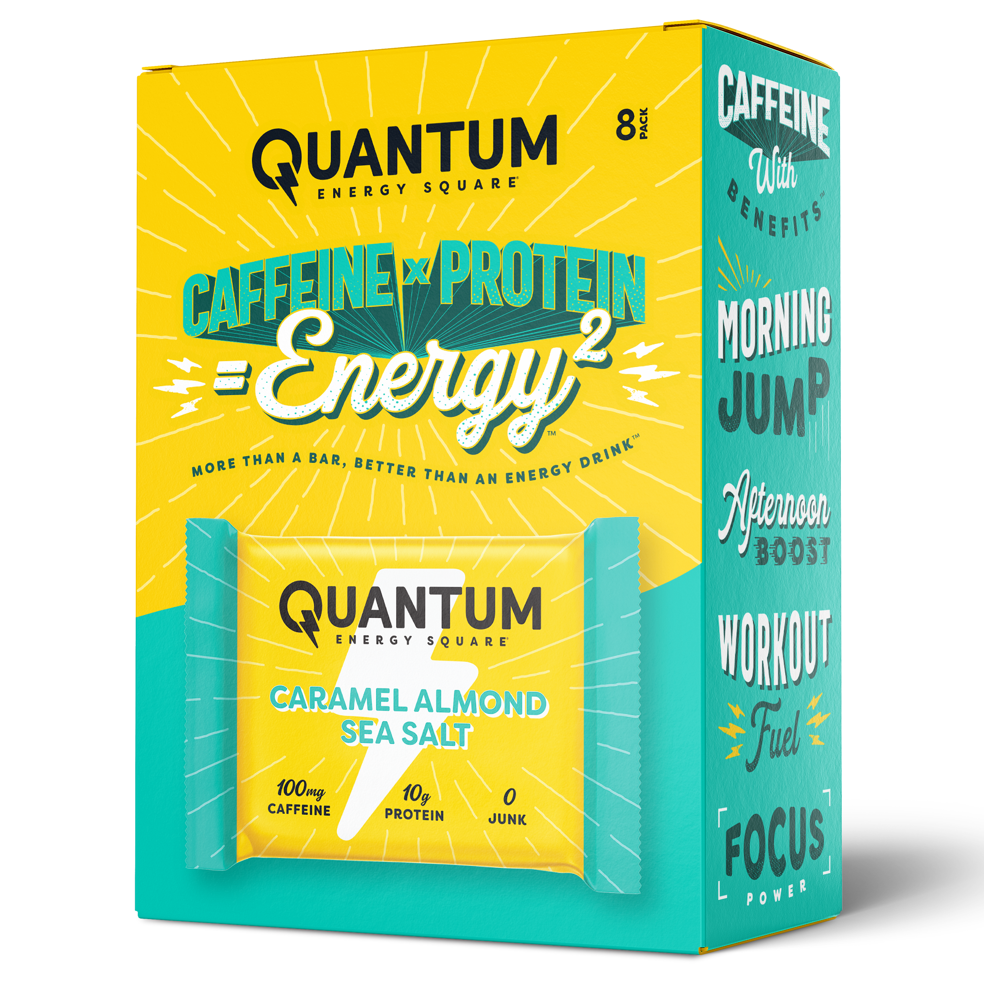 Quantum Energy Square - Caramel Almond Sea Salt (8pk) 16 innerpacks per case 1.7 oz
