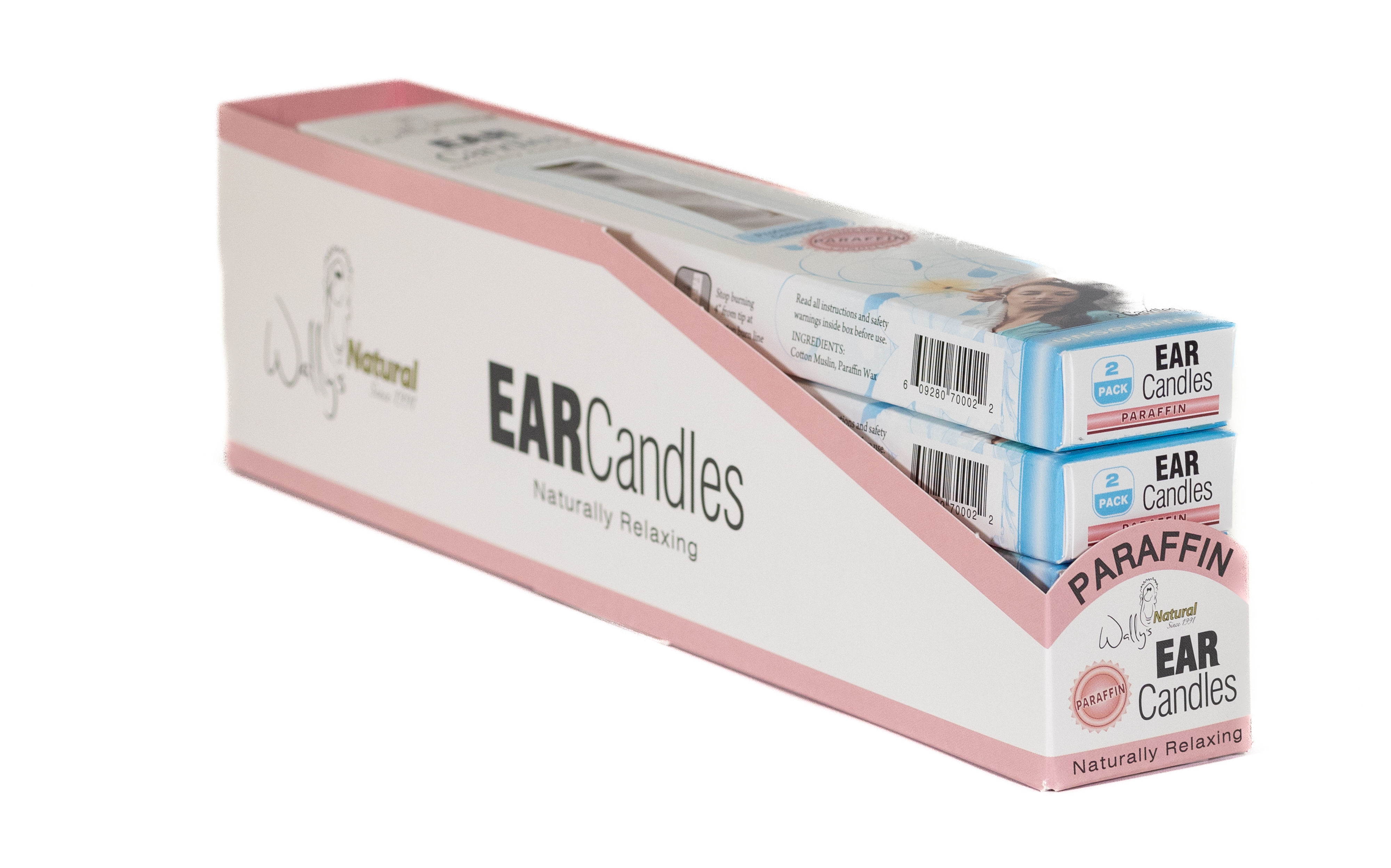 2PPHSTC - Wally’s Natural Ear Candles - Paraffin, Unscented- 2pk Horizontal Tray Case 3 innerpacks per case 0.0 lb