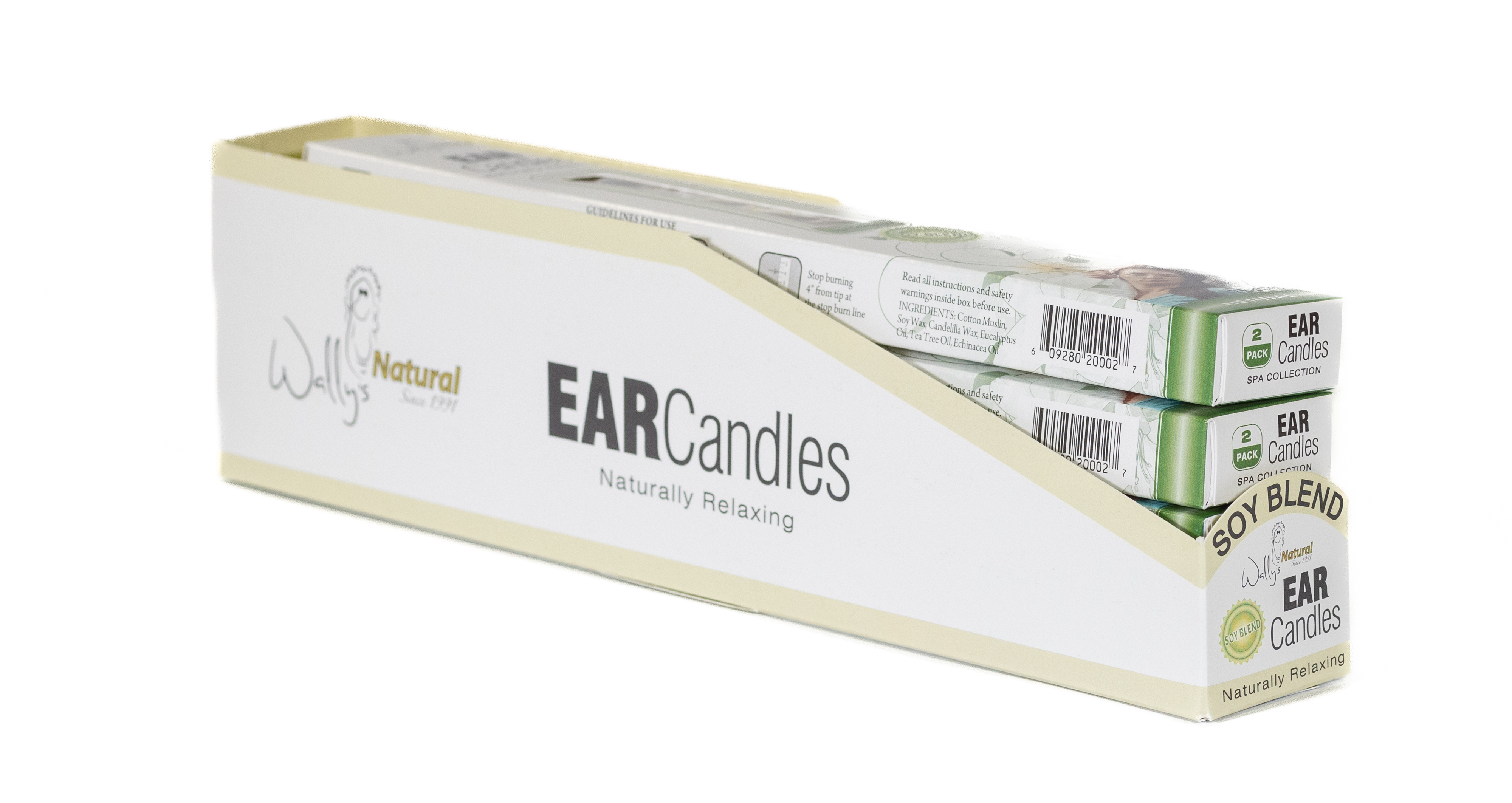 2SBHSTC - Wally’s Natural Ear Candles - Soy, Unscented- 2pk Horizontal Tray Case 3 innerpacks per case 0.0 lb