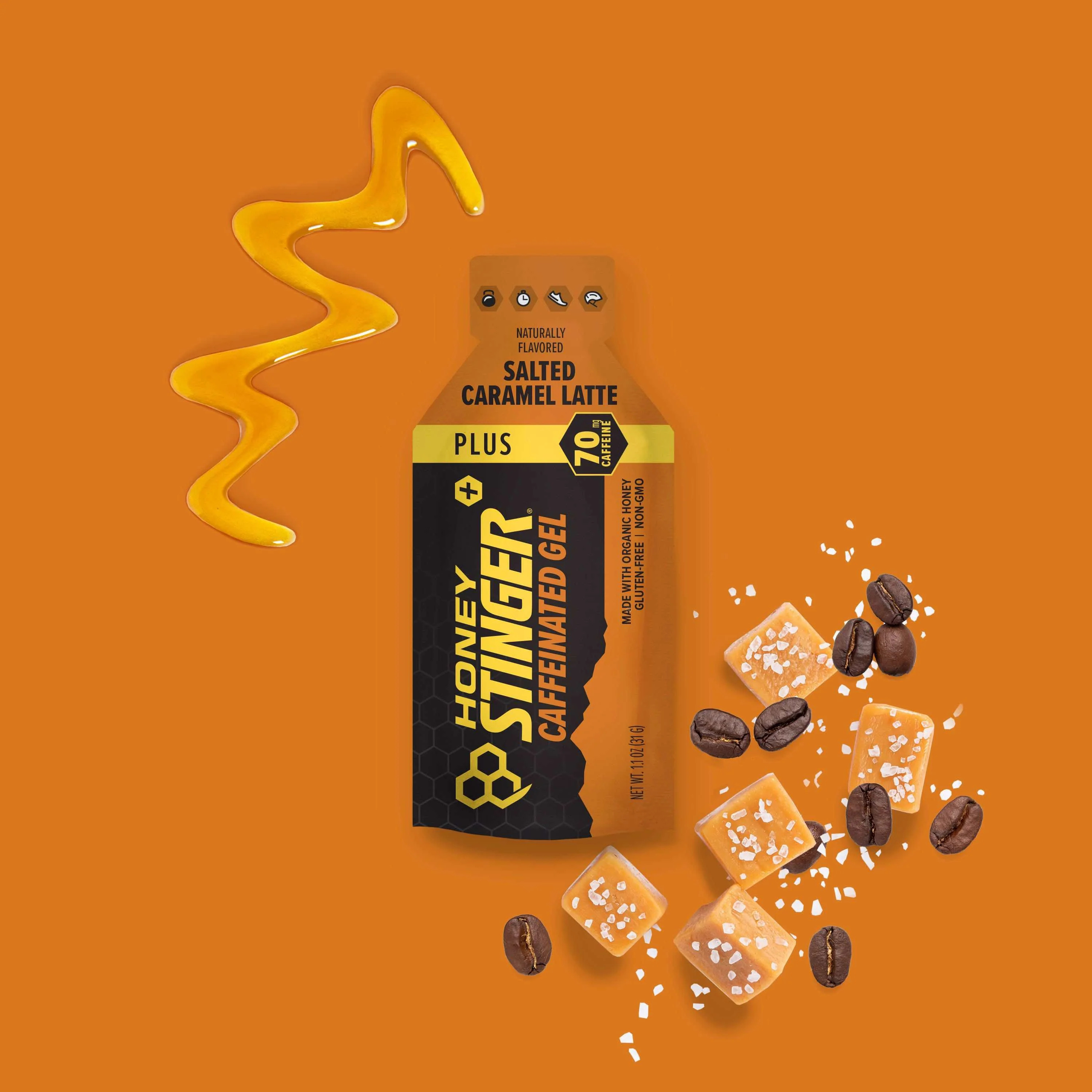 Honey Stinger Organic Gel Salted Caramel Latte - Caffeinated 12 innerpacks per case 14.4 oz