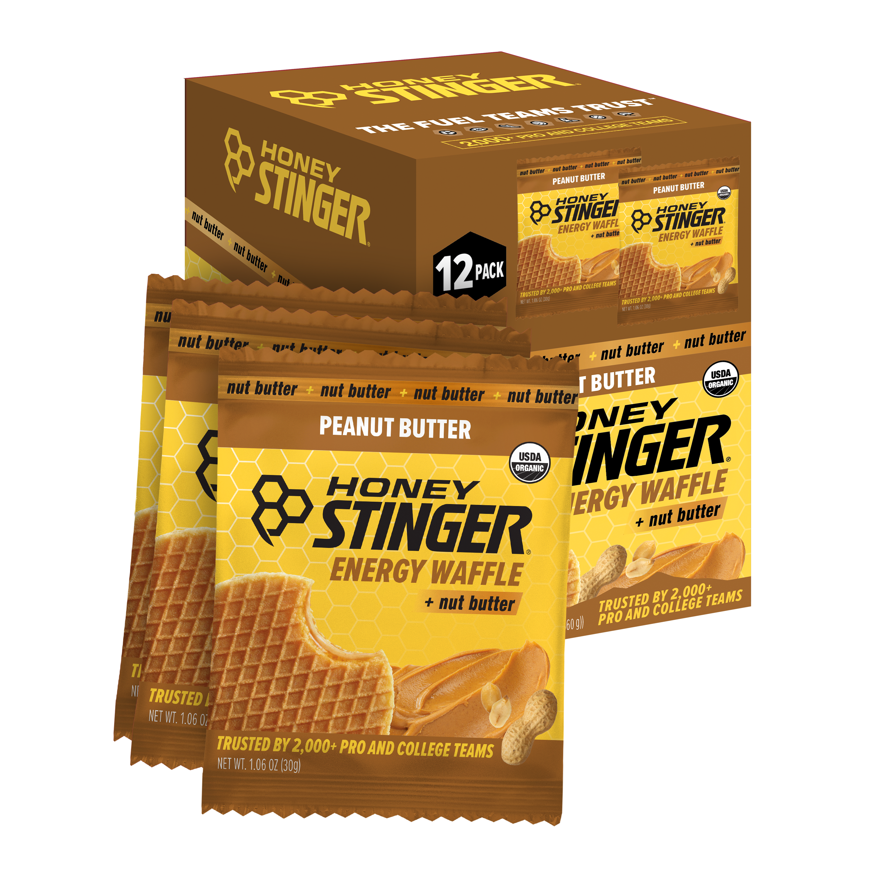 Honey Stinger Waffle Caddy Peanut Butter 8 innerpacks per case 1.1 oz