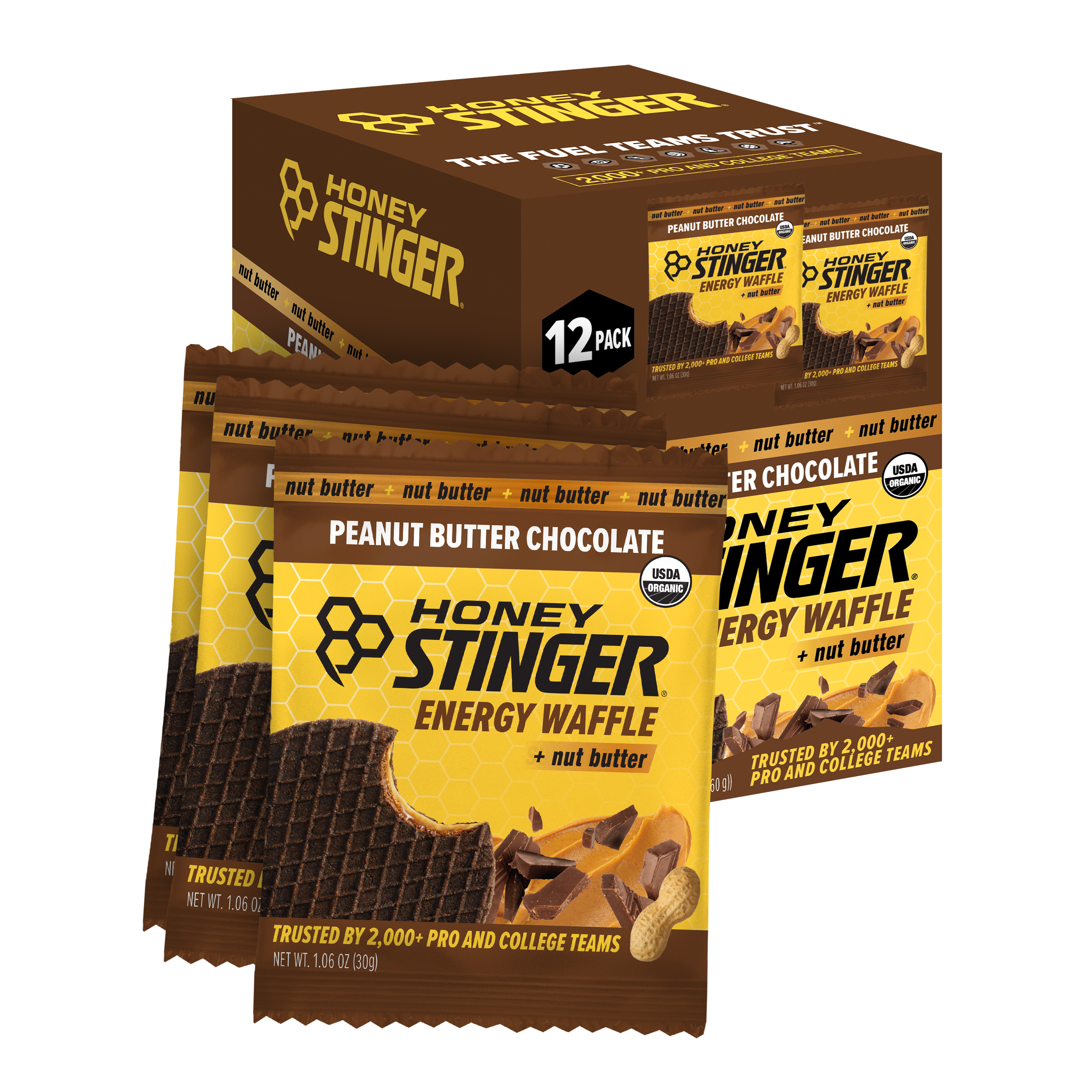 Honey Stinger Waffle Caddy Peanut Butter Chocolate 8 innerpacks per case 1.1 oz