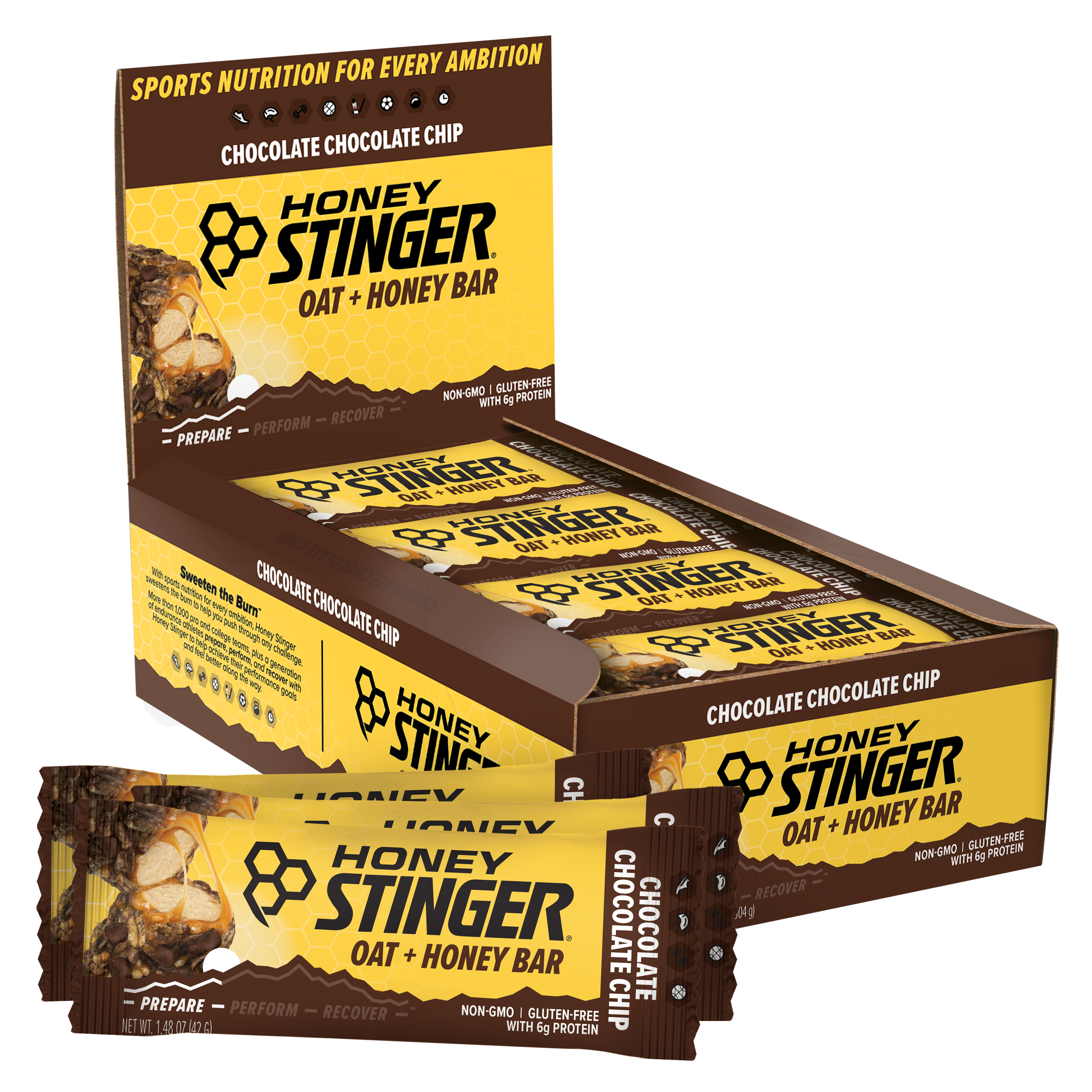 Honey Stinger Chocolate Chocolate Chip Oat + Honey Bar 12 innerpacks per case 19.2 oz