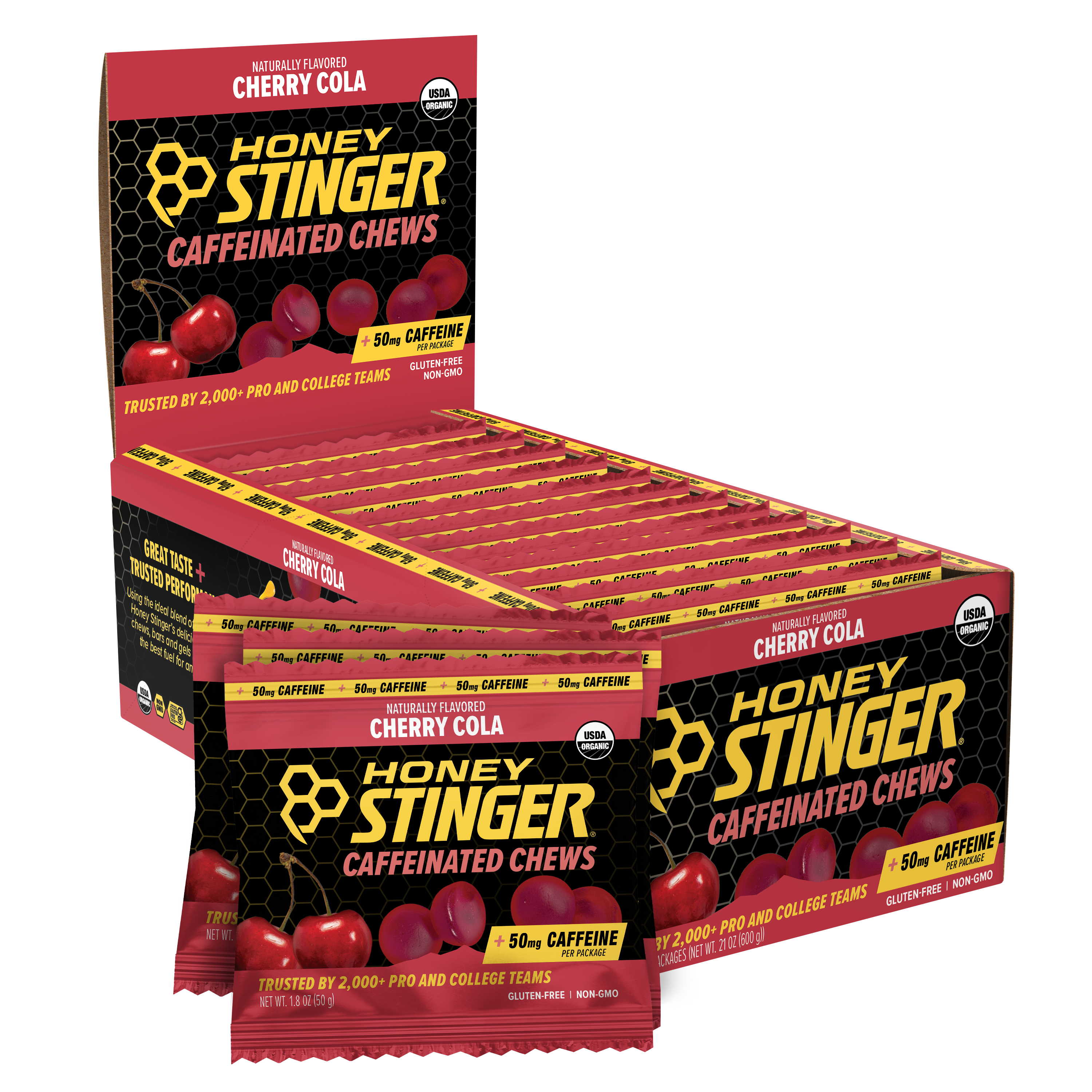 Honey Stinger Caffeinated Cherry Cola Energy Chews 8 innerpacks per case 21.6 oz