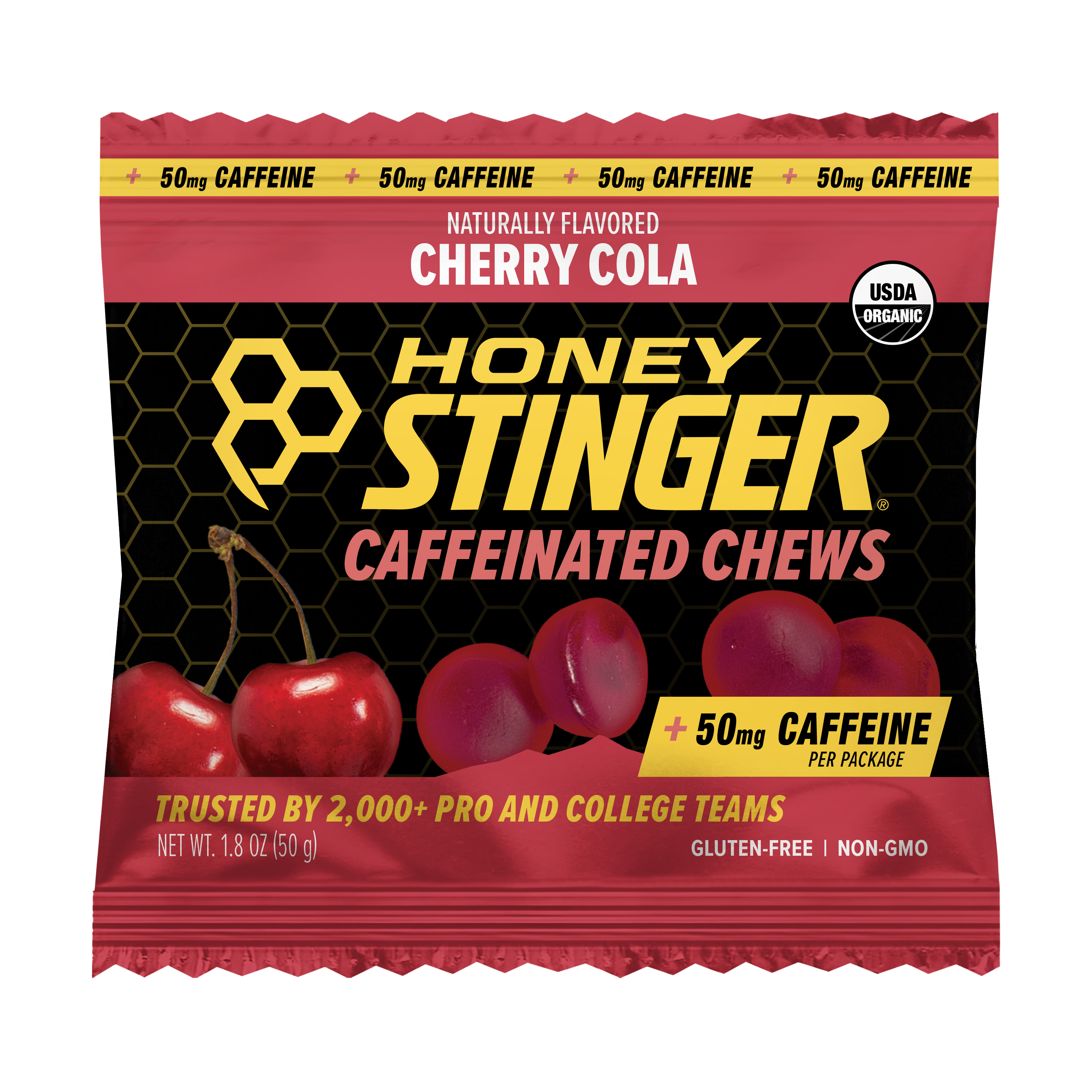 Honey Stinger Caffeinated Cherry Cola Energy Chews 8 innerpacks per case 21.6 oz