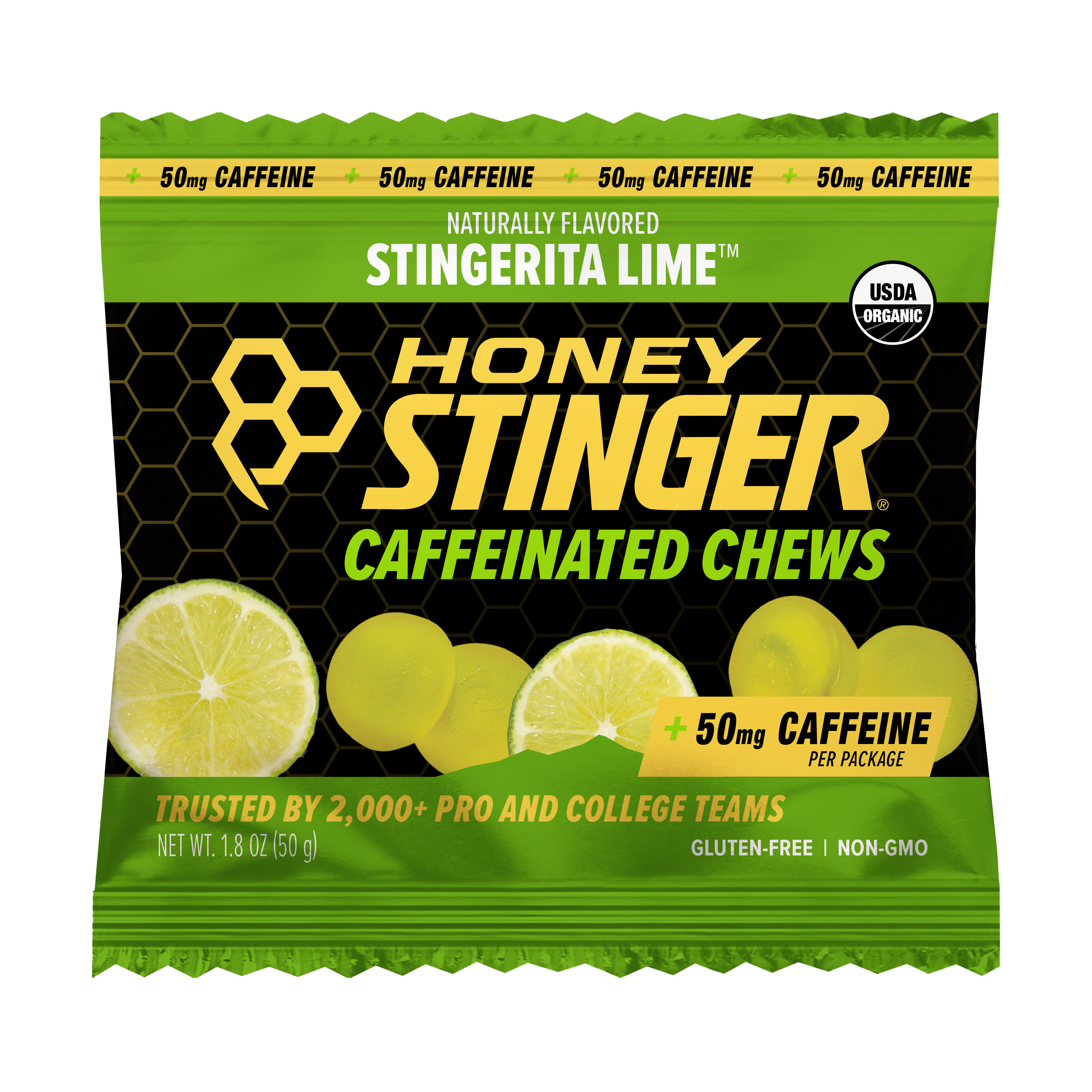 Honey Stinger Caffeinated Stingerita Lime Energy Chews 8 innerpacks per case 21.6 oz