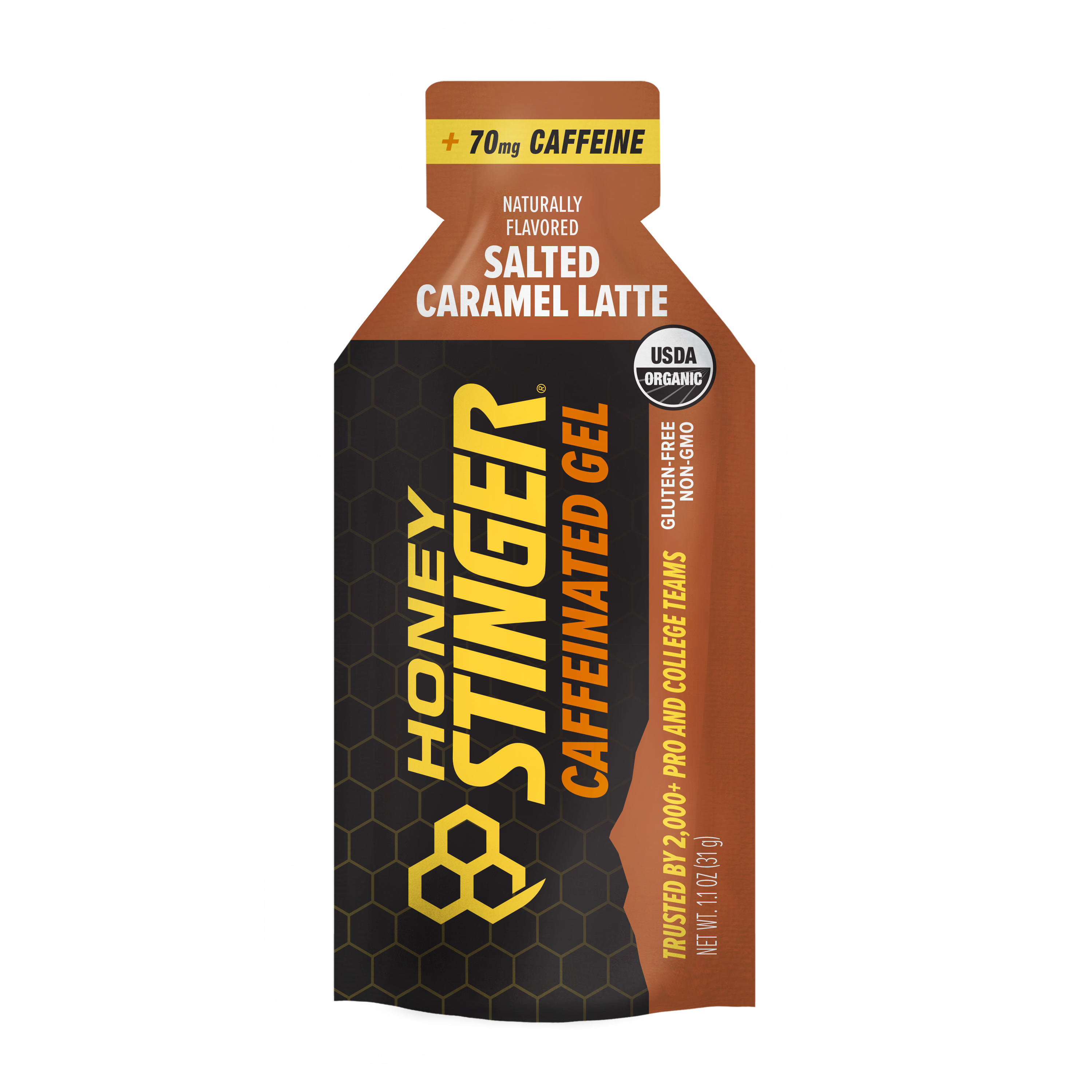 Honey Stinger Organic Gel Salted Caramel Latte - Caffeinated 12 innerpacks per case 14.4 oz