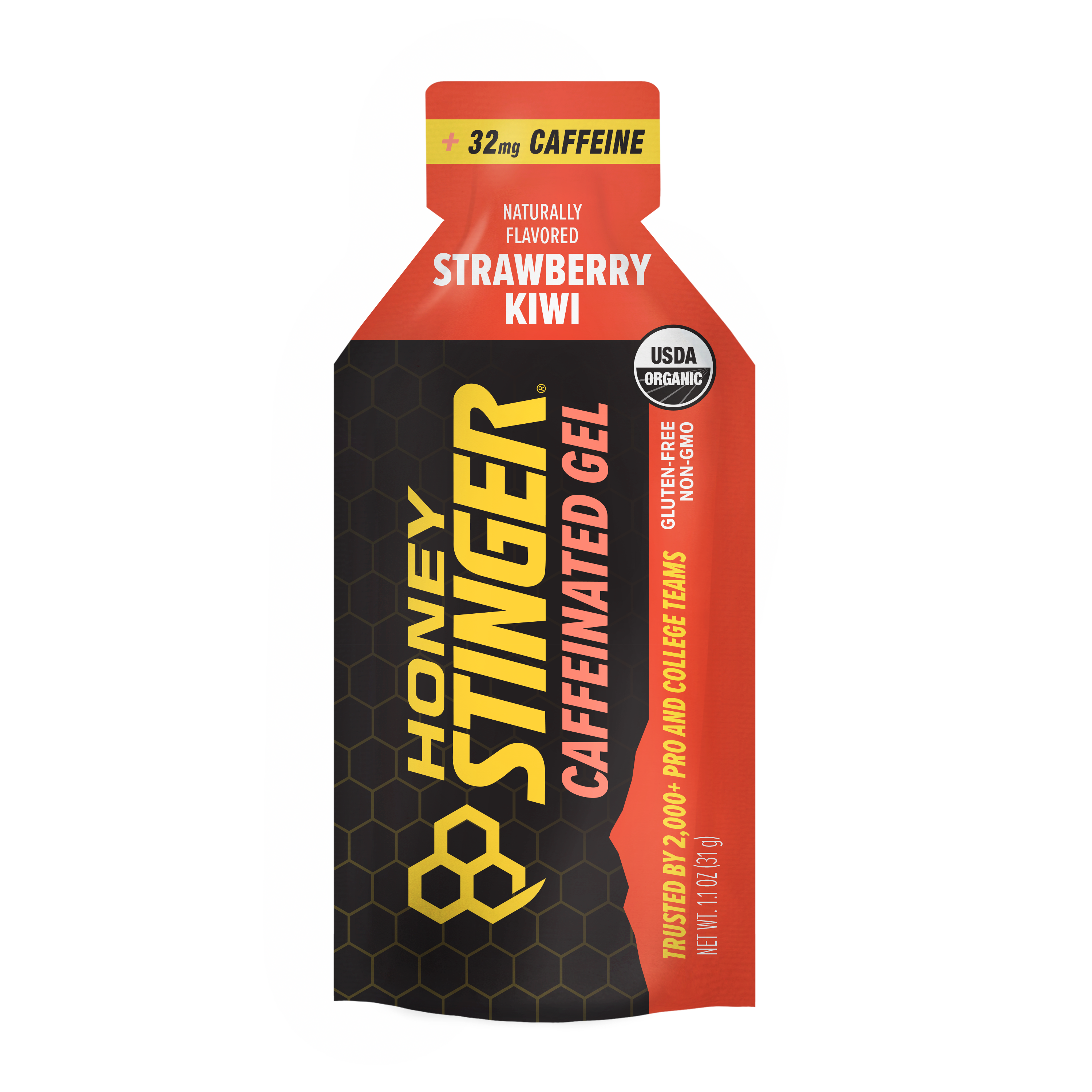 Honey Stinger Organic Energy Gel Caffeinated Strawberry Kiwi 8 innerpacks per case 26.4 oz