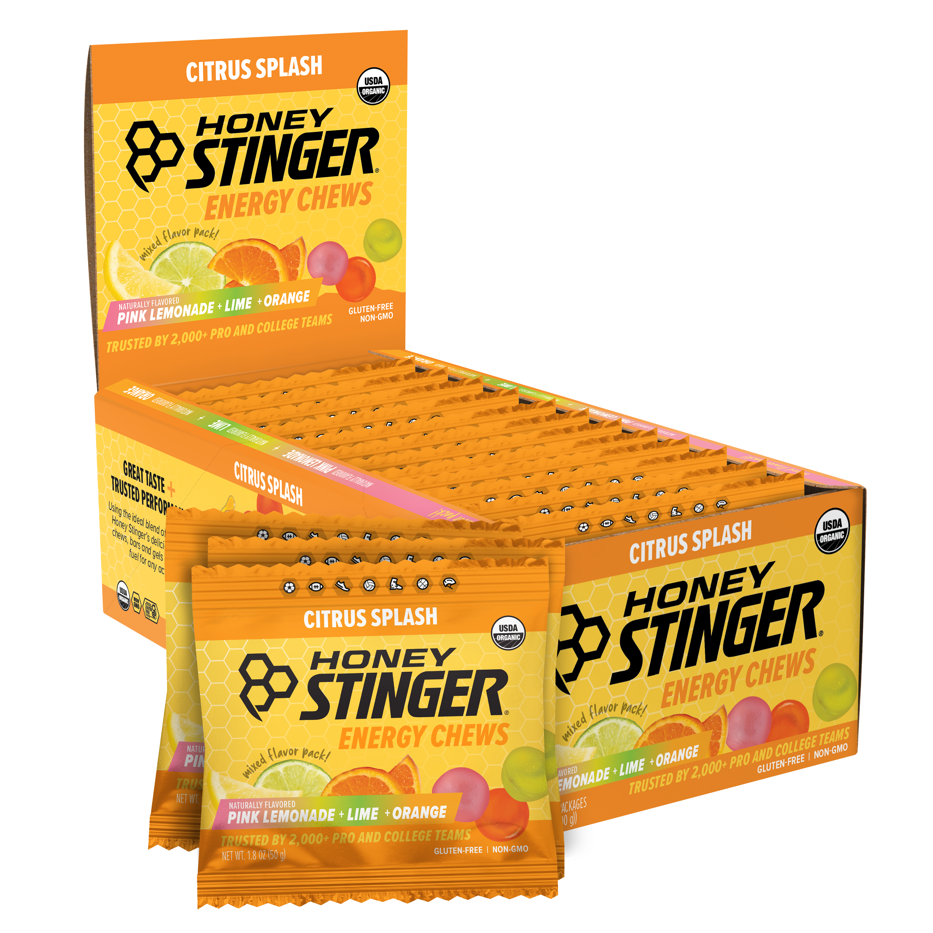 Honey Stinger Organic Energy Chews Citrus Splash 8 innerpacks per case 21.6 oz