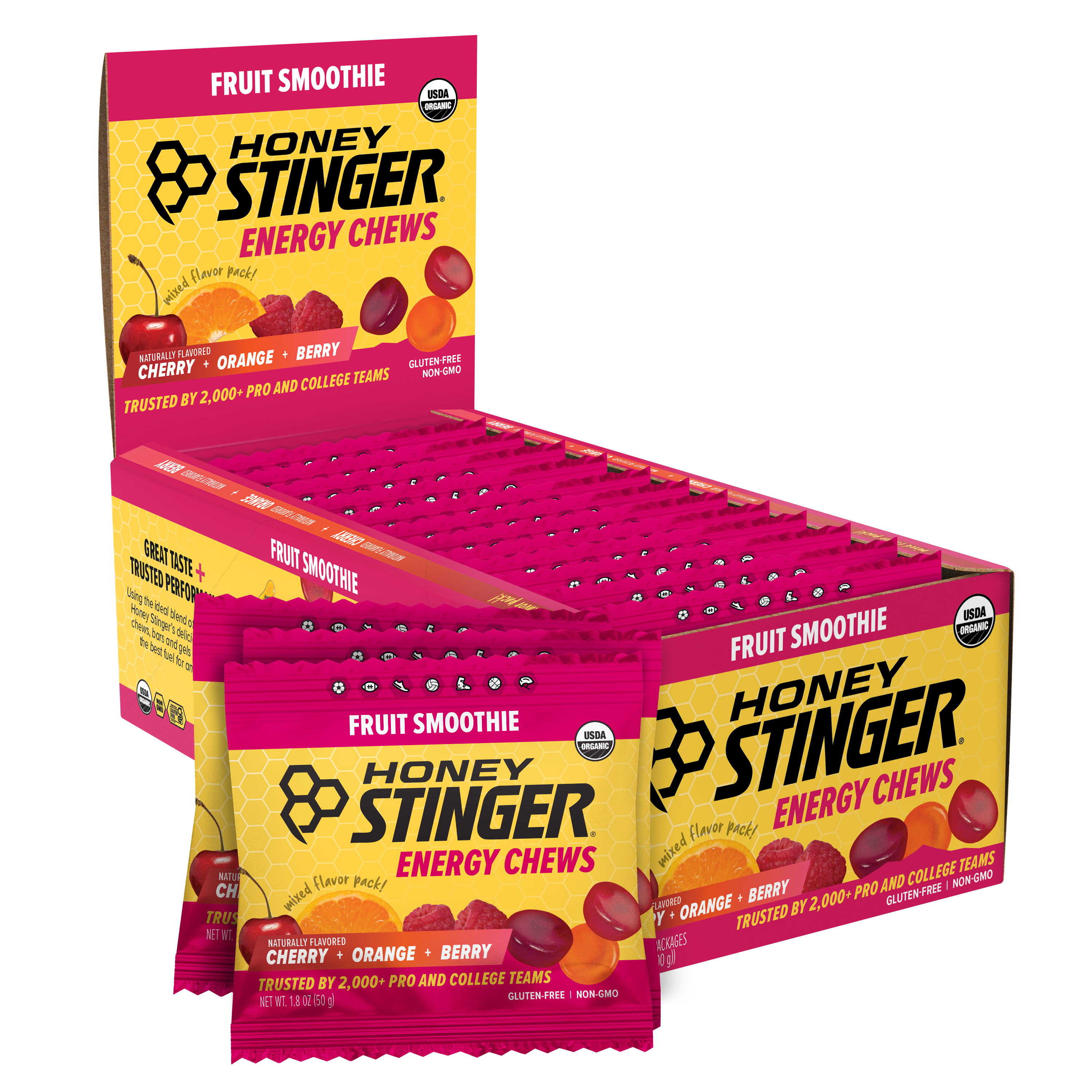 Honey Stinger Organic Energy Chews Fruit Smoothie 8 innerpacks per case 21.6 oz