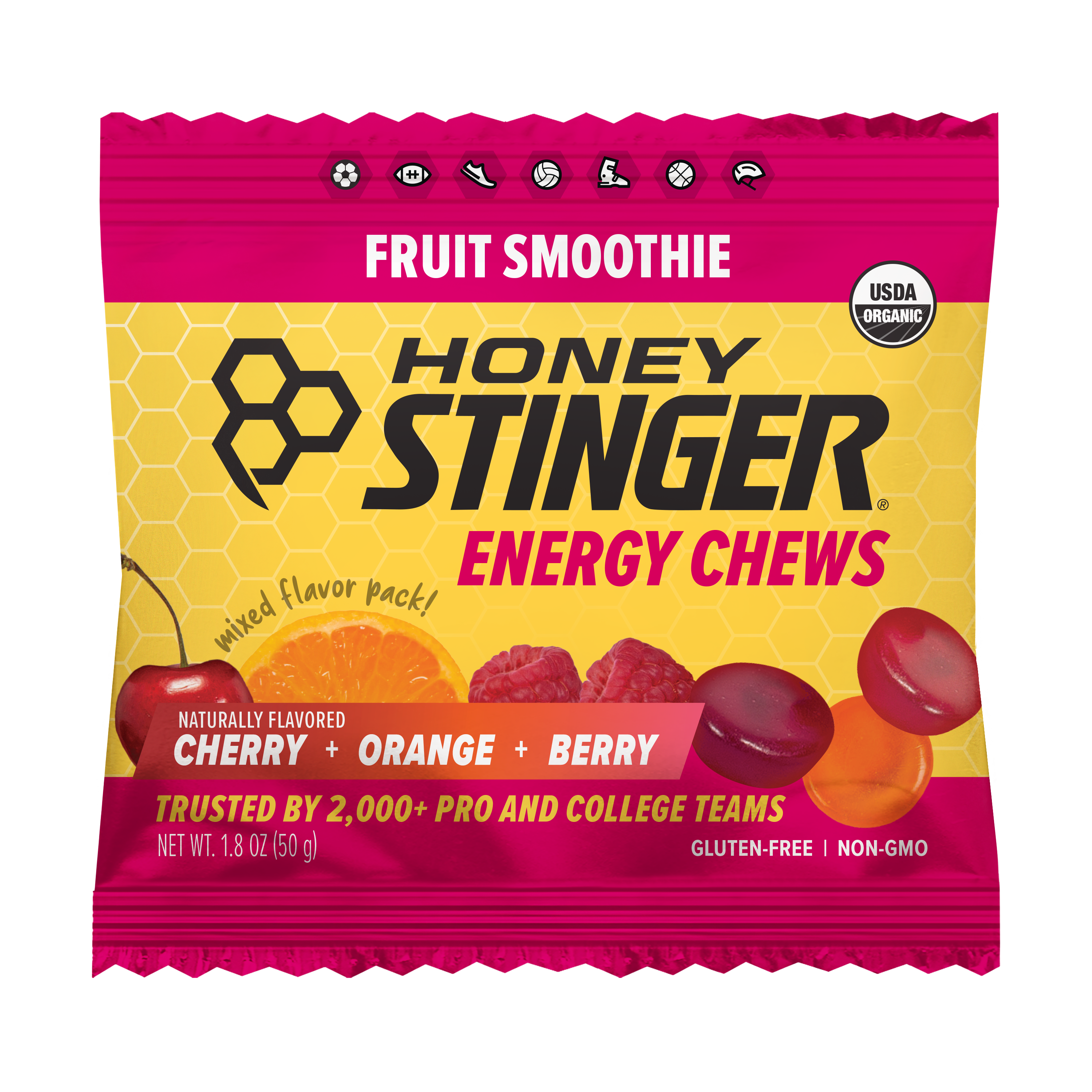 Honey Stinger Organic Energy Chews Fruit Smoothie 8 innerpacks per case 21.6 oz