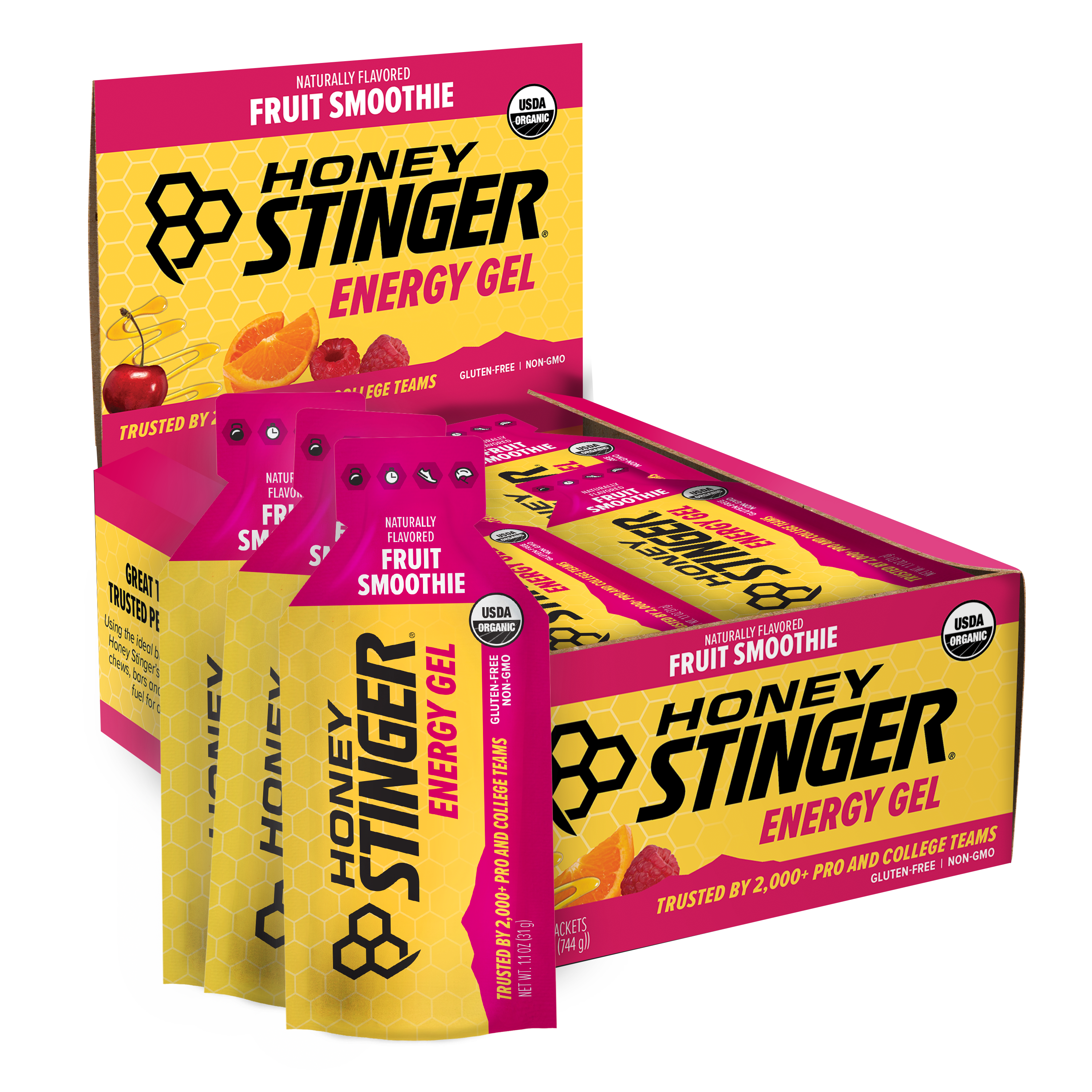 Honey Stinger Organic Energy Gel Fruit Smoothie 8 innerpacks per case 26.4 oz
