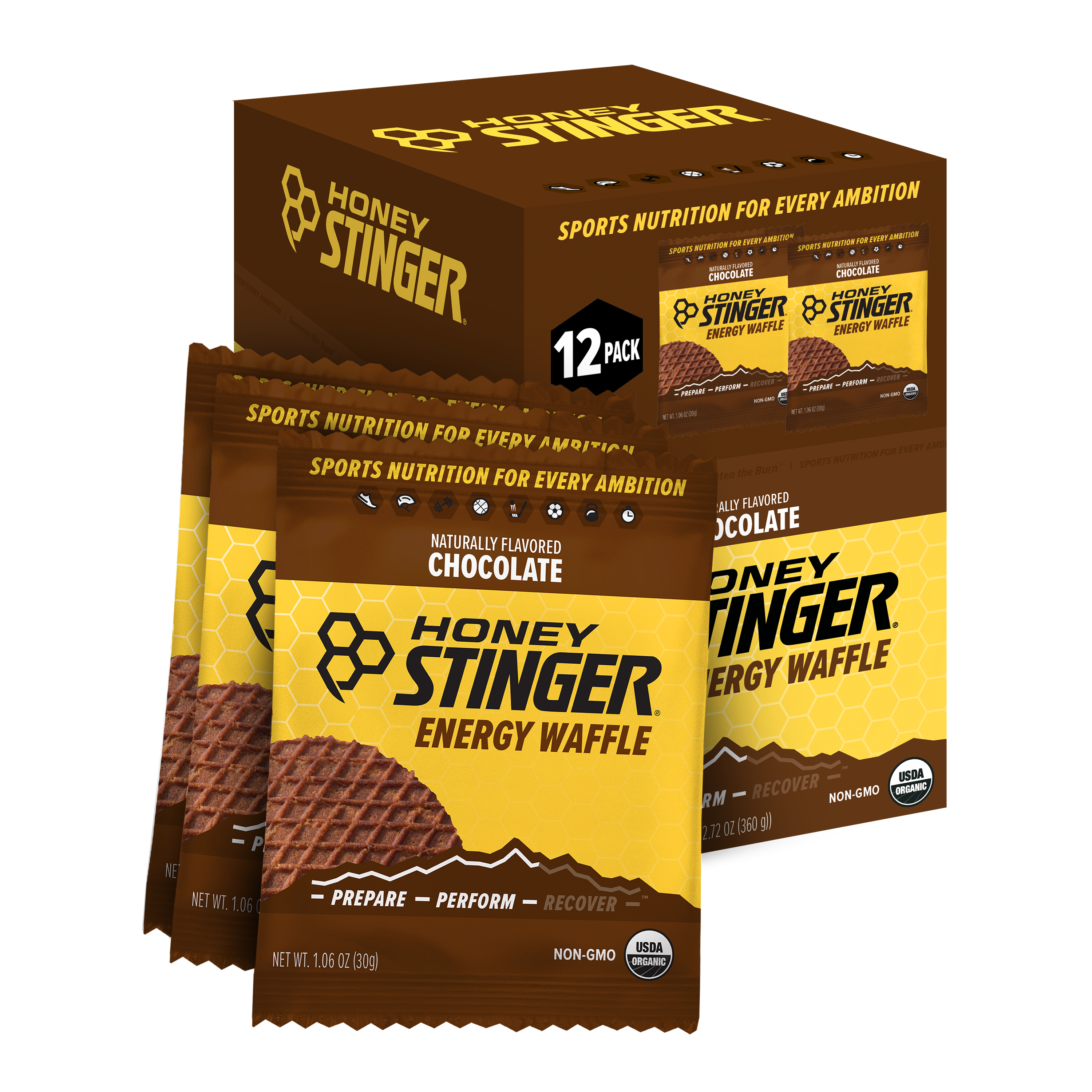 Honey Stinger Organic Waffle Chocolate 8 innerpacks per case 12.8 oz