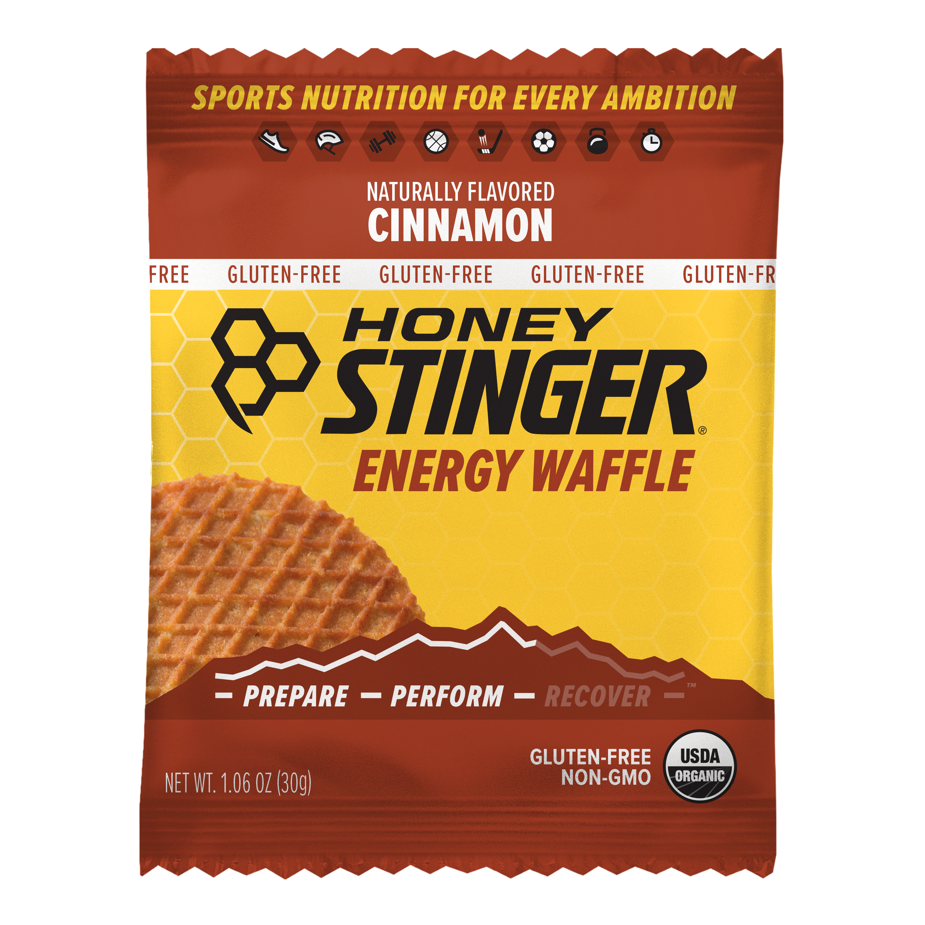 Honey Stinger Gluten Free Organic Waffle Cinnamon 8 innerpacks per case 1.1 oz