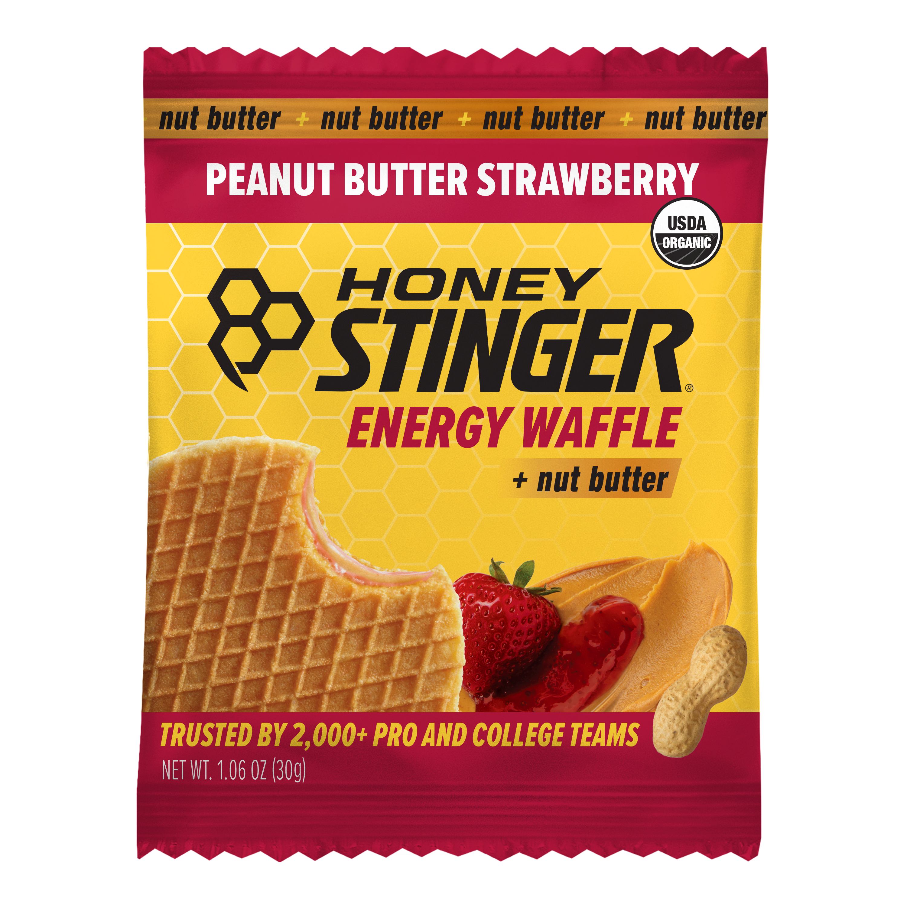 Honey Stinger Waffle Caddy Peanut Butter Strawberry 8 innerpacks per case 1.1 oz