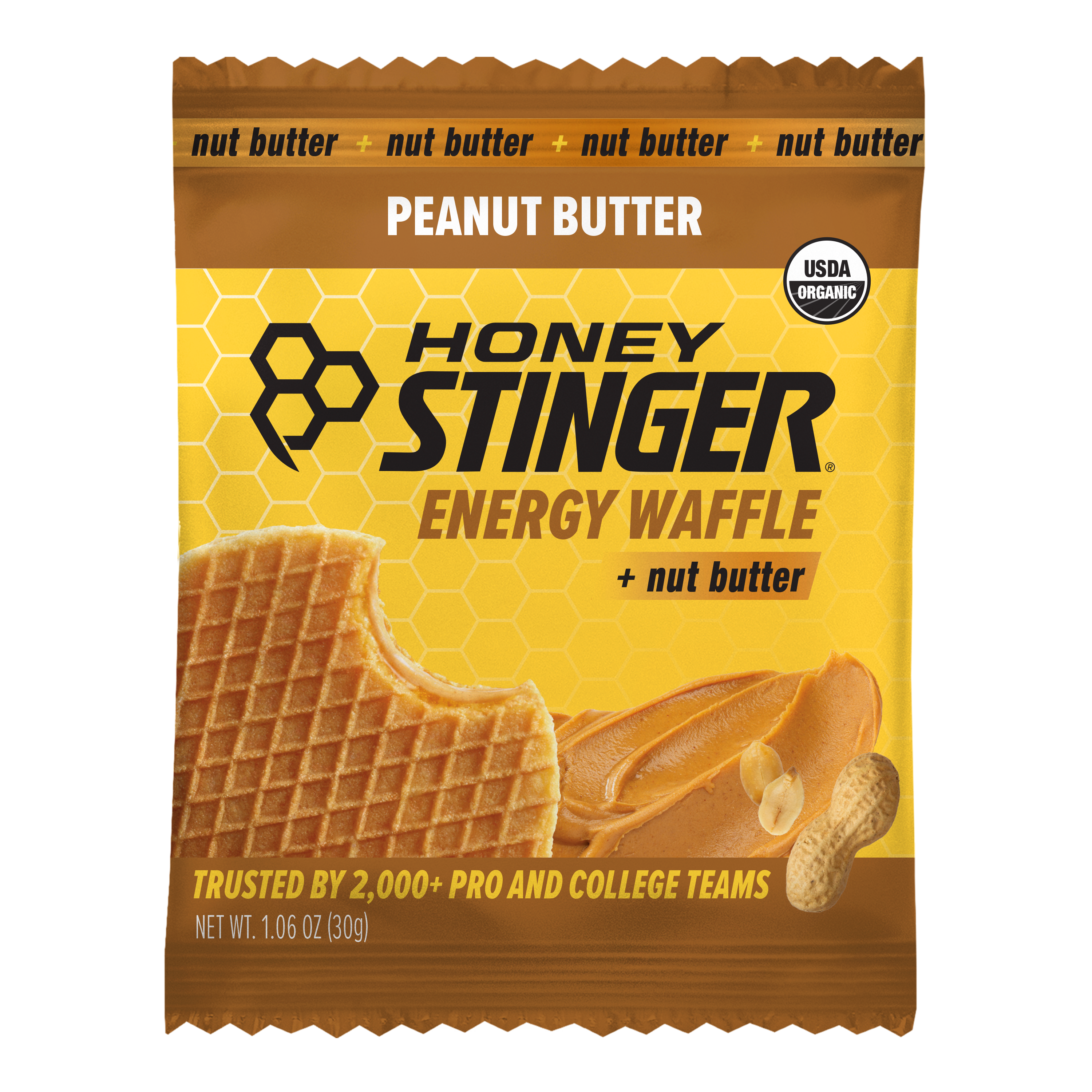 Honey Stinger Waffle Caddy Peanut Butter 8 innerpacks per case 1.1 oz