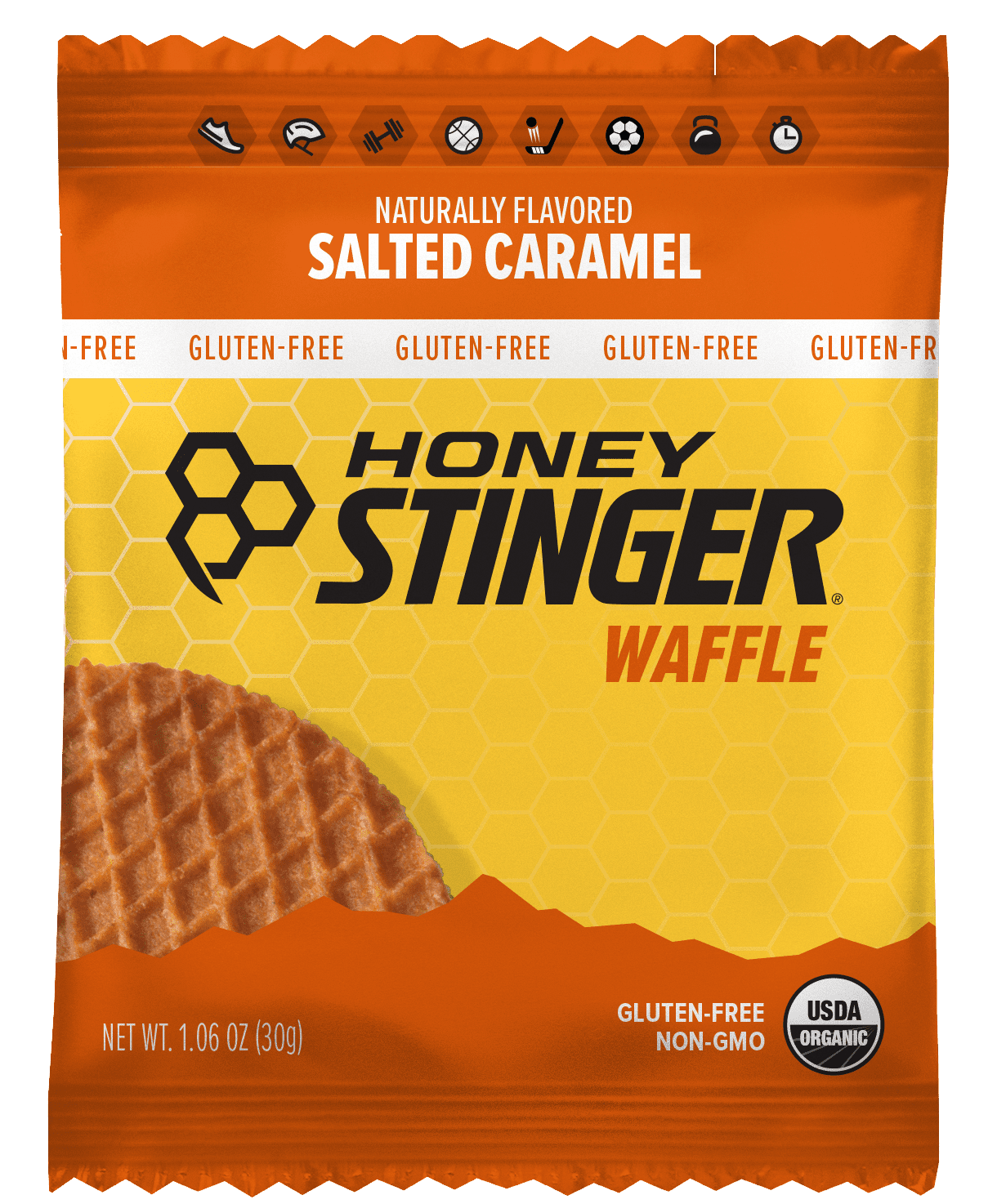 Honey Stinger Gluten-Free Waffle Caddy Salted Caramel 8 innerpacks per case 12.8 oz