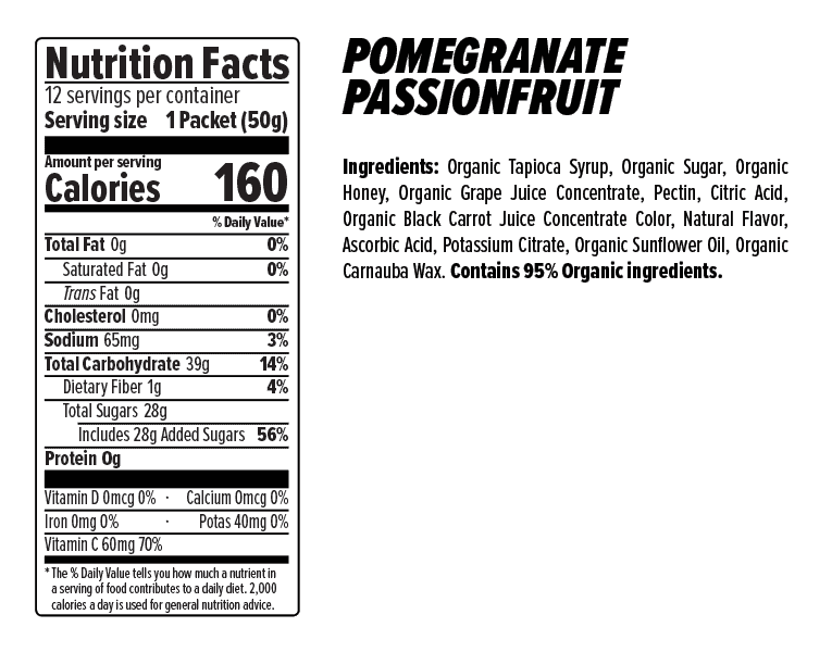 Honey Stinger Organic Energy Chews Pomegranate Passionfruit 8 innerpacks per case 21.6 oz