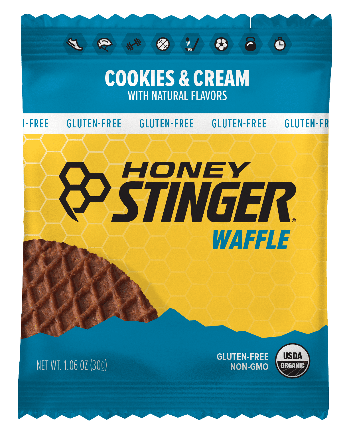 Honey Stinger Gluten Free Waffle Cookies & Cream 8 innerpacks per case 12.8 oz