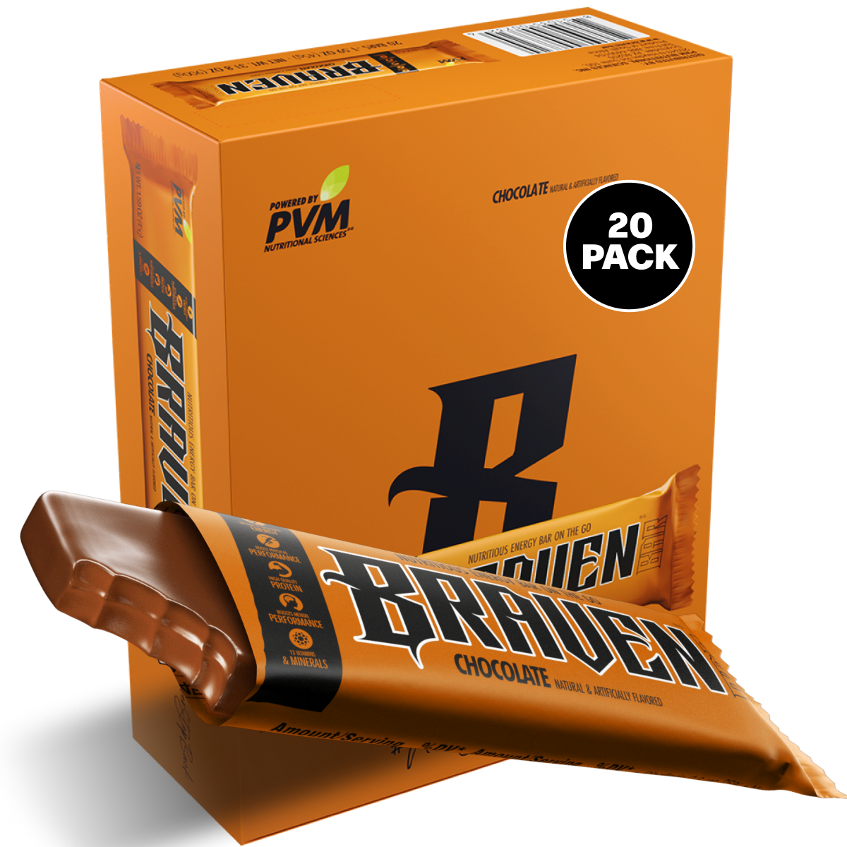 Braven Bar Chocolate Energy Bars 12 innerpacks per case 1.6 oz