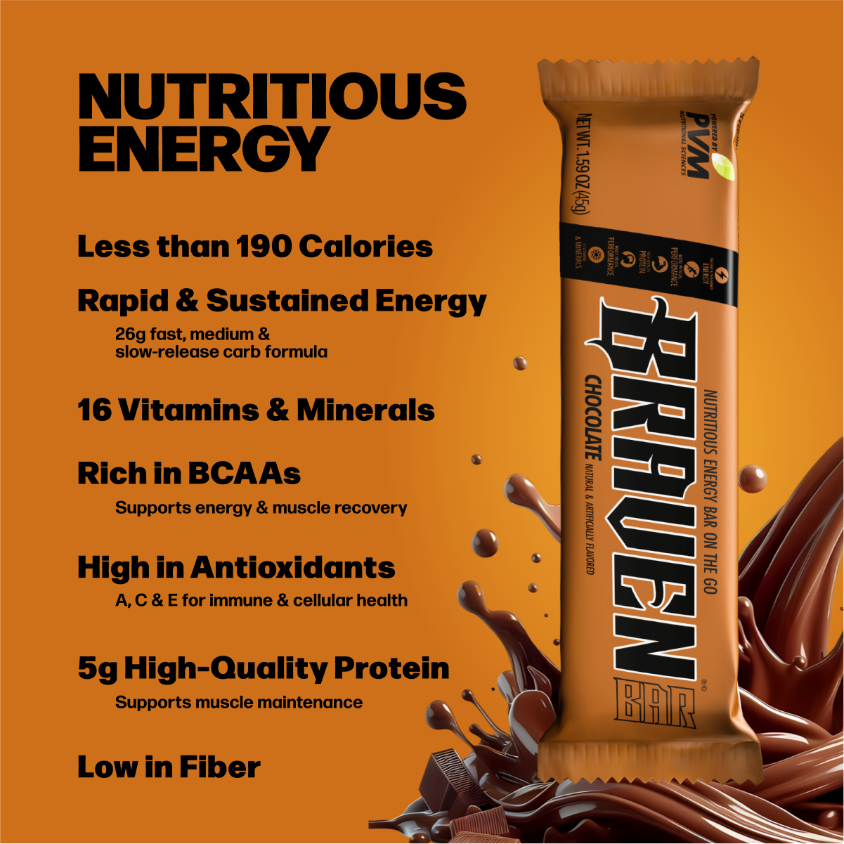 Braven Bar Chocolate Energy Bars 12 innerpacks per case 1.6 oz Product Label
