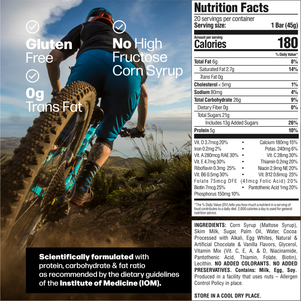 Braven Bar Chocolate Energy Bars 12 innerpacks per case 1.6 oz Nutrition Info