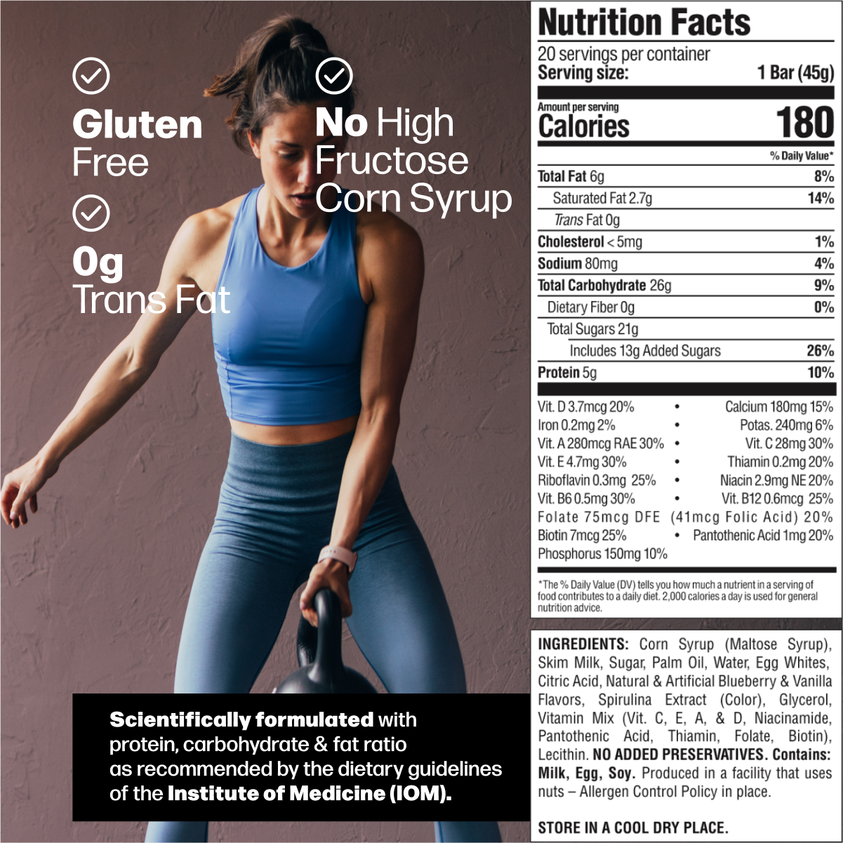 Braven Bar Blueberry Energy Bars 12 innerpacks per case 1.6 oz Nutrition Info