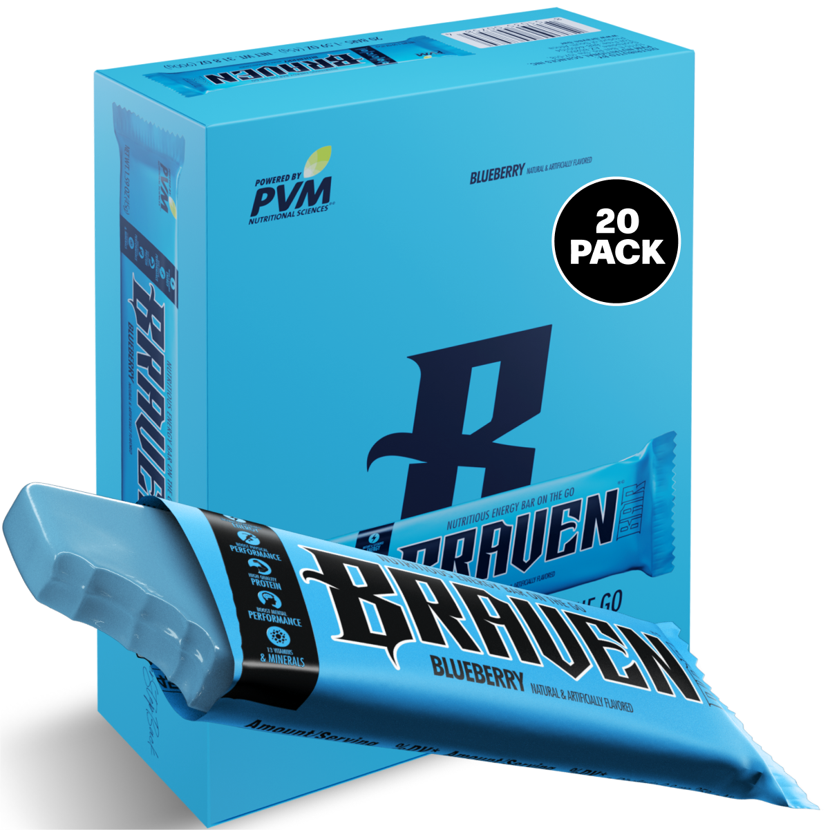 Braven Bar Blueberry Energy Bars 12 innerpacks per case 1.6 oz