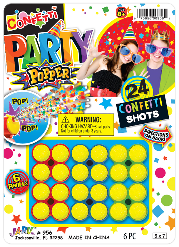 Confetti Party Popper – 24 Shots of Colorful Celebration! (6 Refills Included) 144 units per case 0.0 oz
