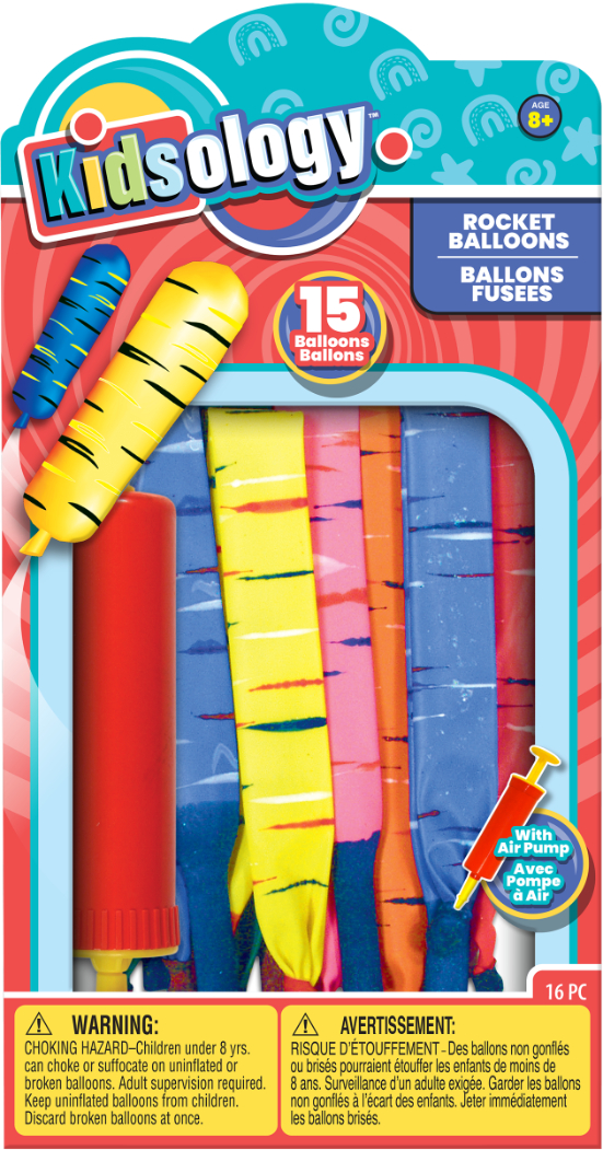 KIDSOLOGY RCKT BALLOONS W PUMP 15PK 216 units per case 0.0 oz