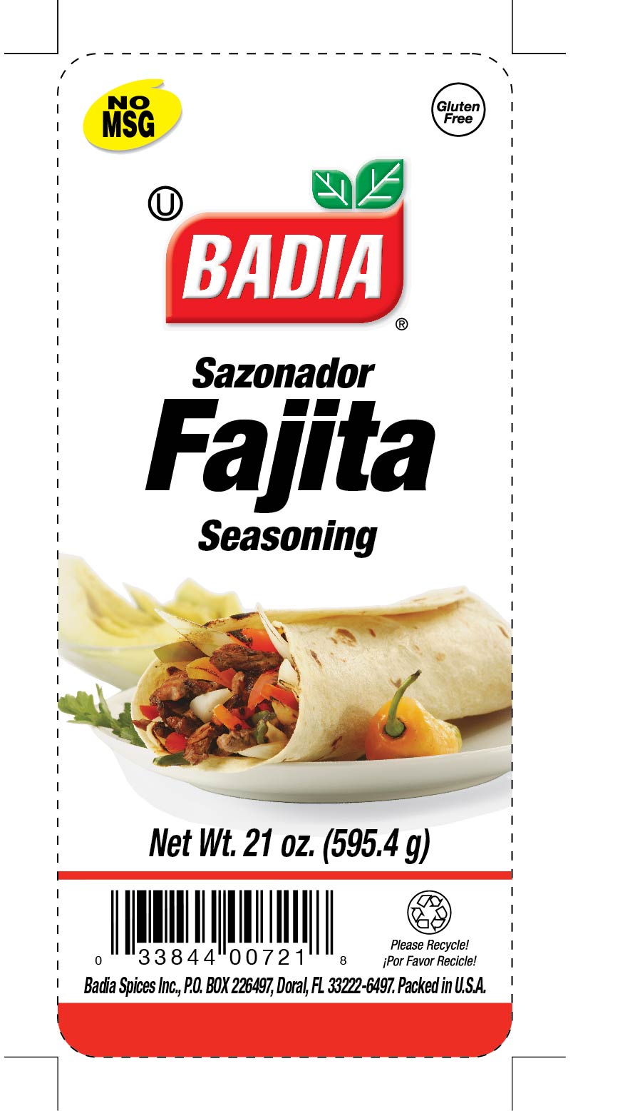FAJITA SEASONING 6 units per case 21.0 oz Product Label