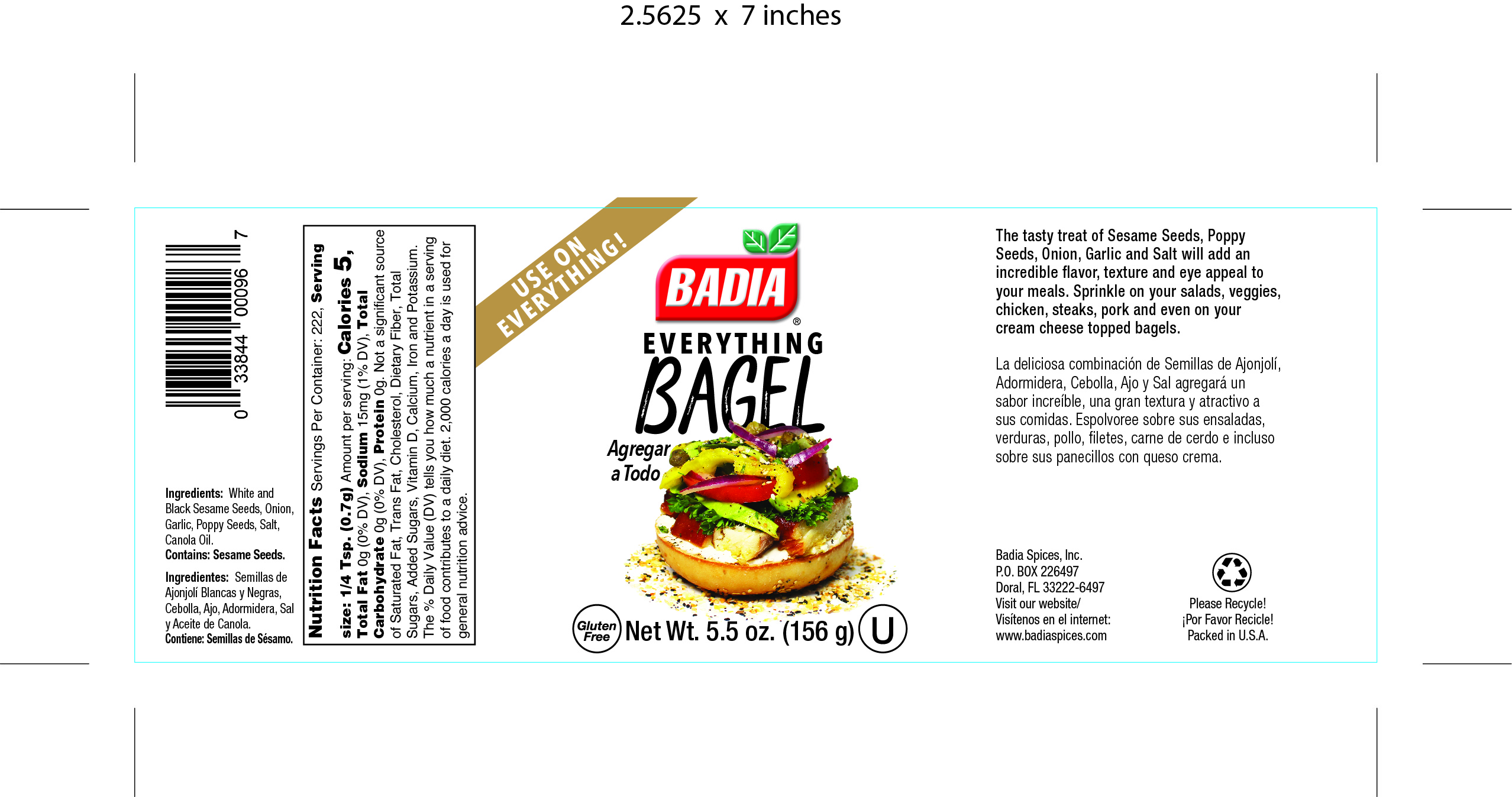 EVERYTHING BAGEL SEASONING 6 units per case 5.5 oz Product Label