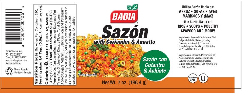 SAZON WITH CORIANDER & ANNATTO 6 units per case 7.0 oz Product Label