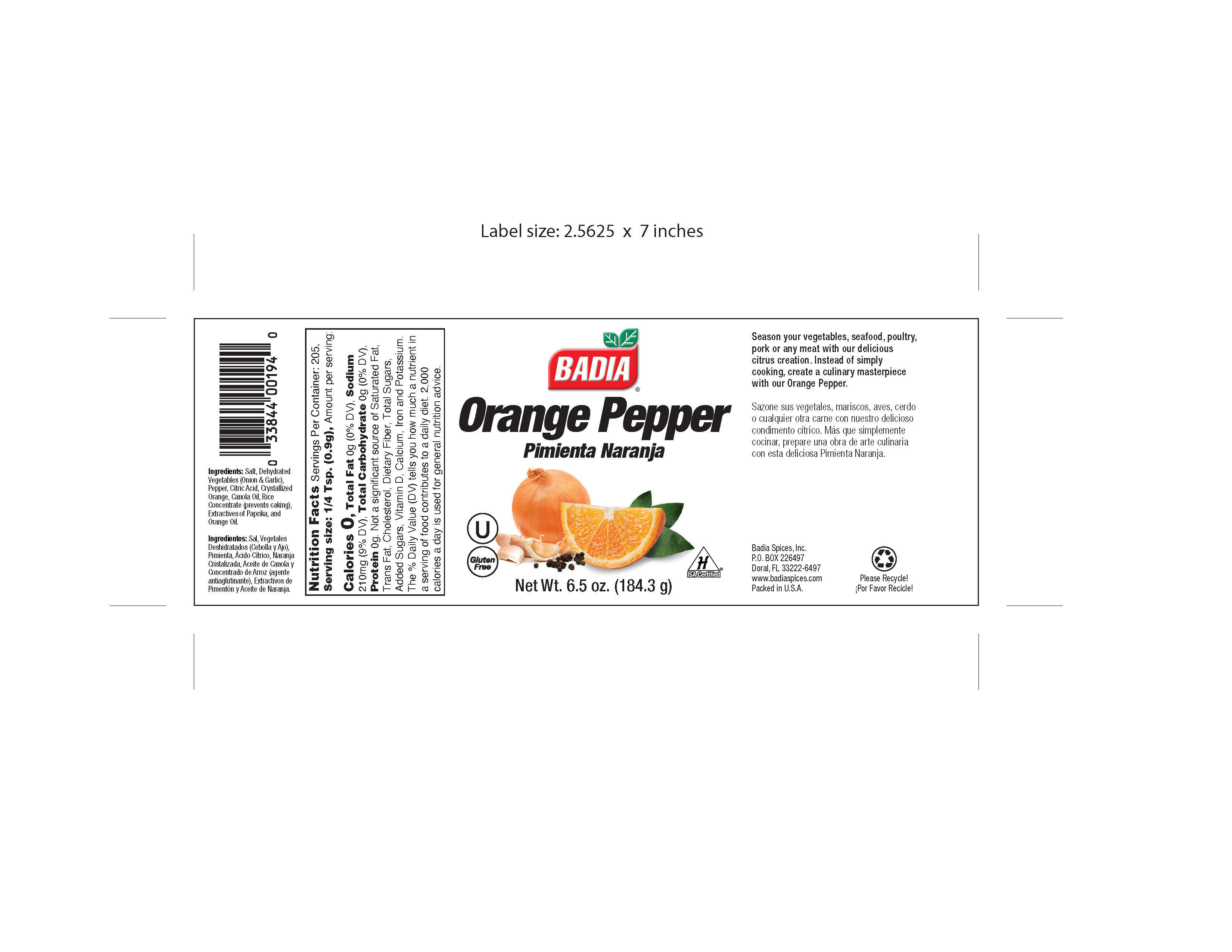 ORANGE PEPPER 6 units per case 6.5 oz Product Label