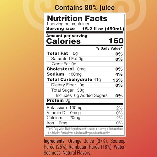 Soursop Rambutan Flavored Juice Drink with Sea Moss 12 units per case 15.2 fl Nutrition Info