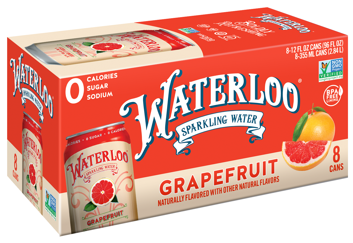 Waterloo Grapefruit Sparkling Water 3 innerpacks per case 96.0 fl