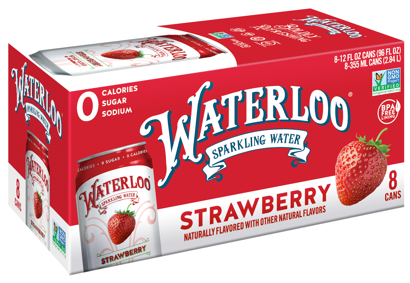 Waterloo Strawberry Sparkling Water 3 innerpacks per case 96.0 fl