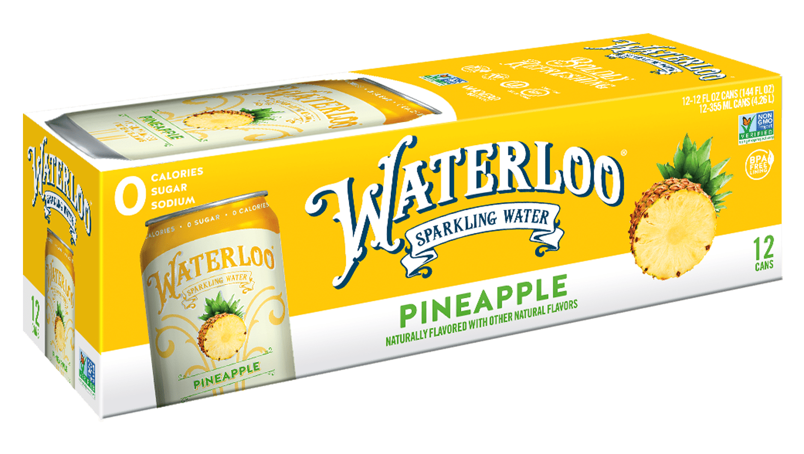 Waterloo Pineapple Sparkling Water 2 innerpacks per case 144.0 fl