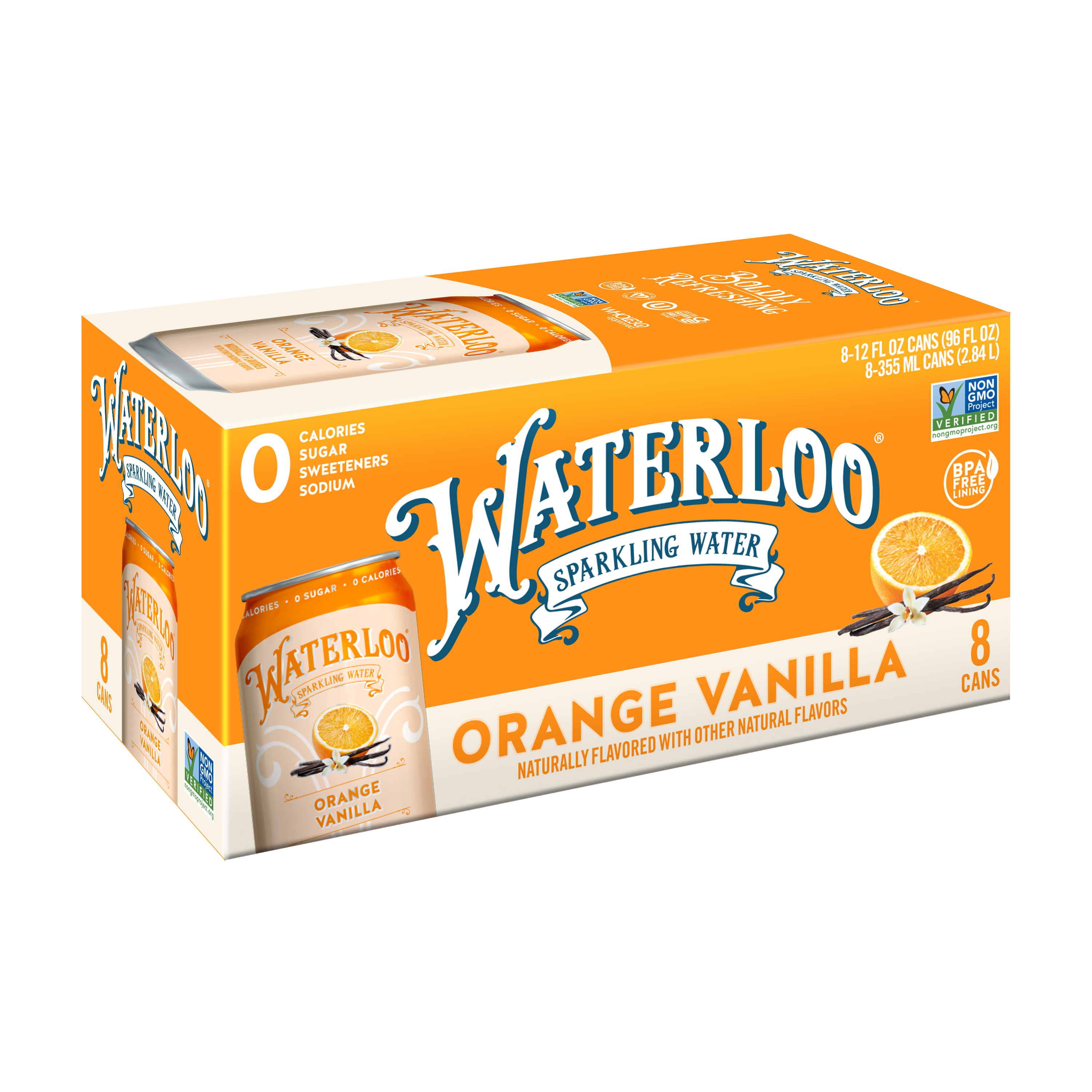 Waterloo Orange Vanilla Sparkling Water 3 innerpacks per case 96.0 fl