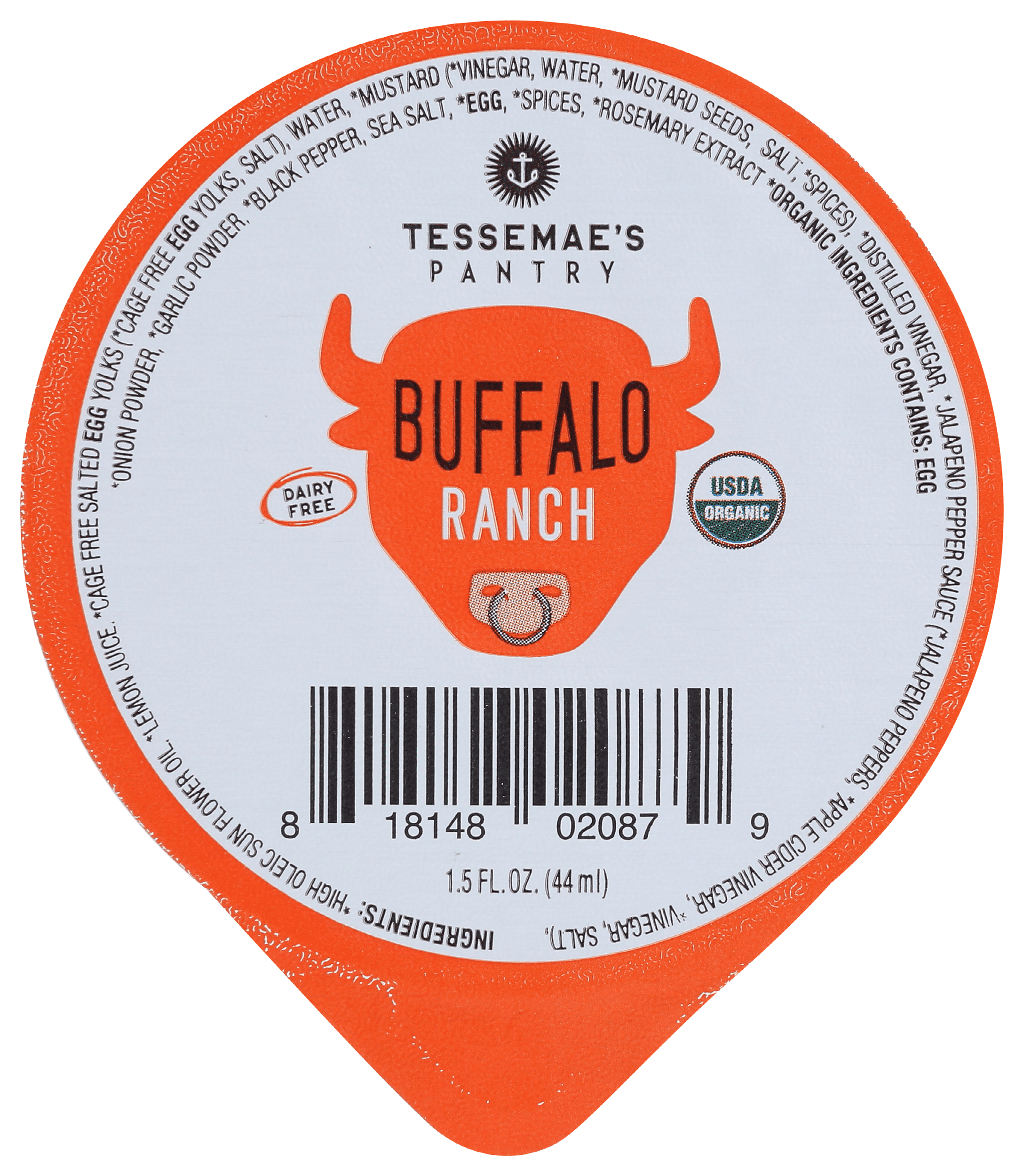 Tessemae's Organic Pantry Buffalo Ranch Dip Cup 36 units per case 1.5 oz