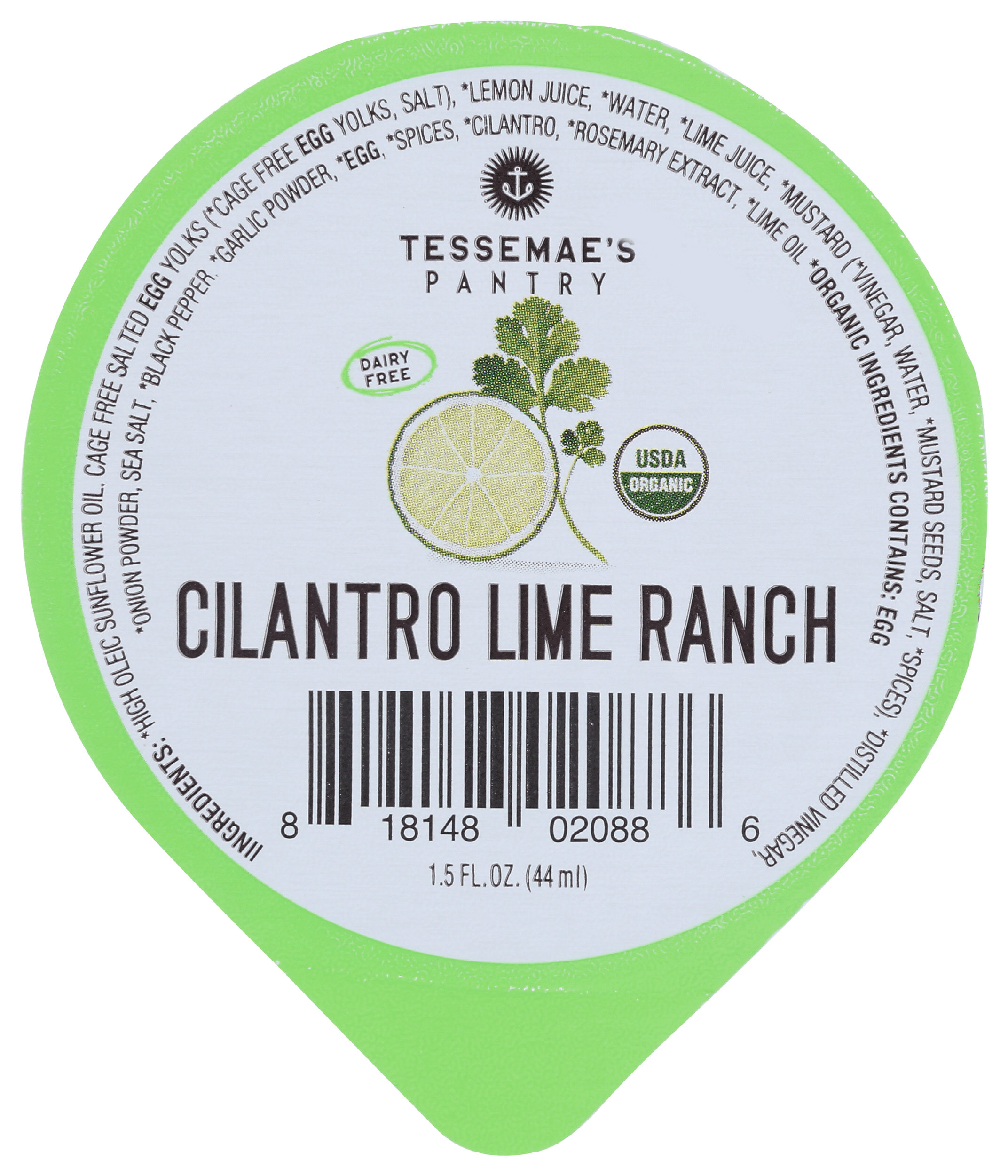 Tessemae's Organic Pantry Cilantro Lime Ranch Dip Cup 36 units per case 1.5 oz
