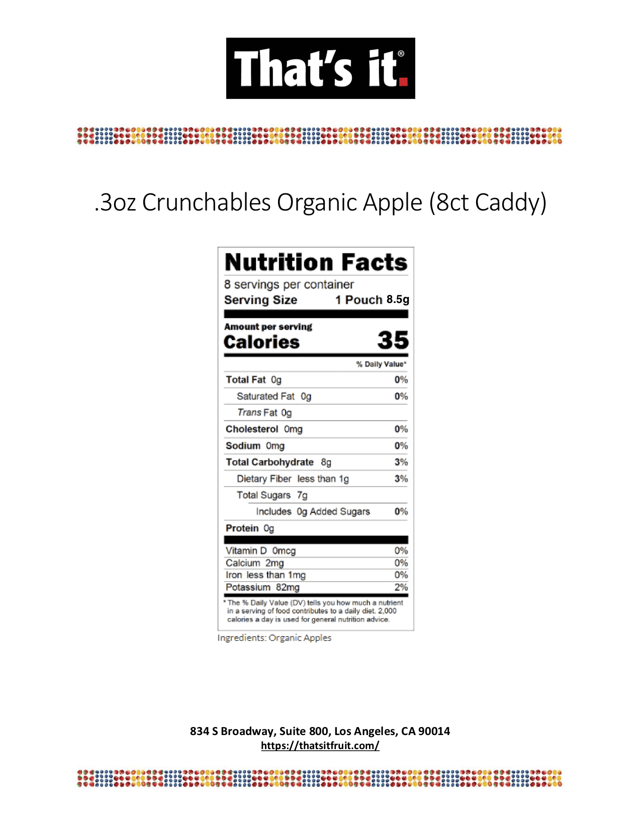 That's It Crunchables Organic Apple 6 innerpacks per case 2.4 oz