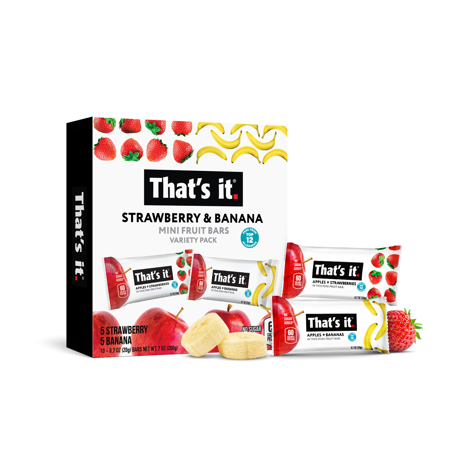That's It Strawberry & Banana Mini Fruit Bars Variety Pack 6 innerpacks per case 7.0 oz