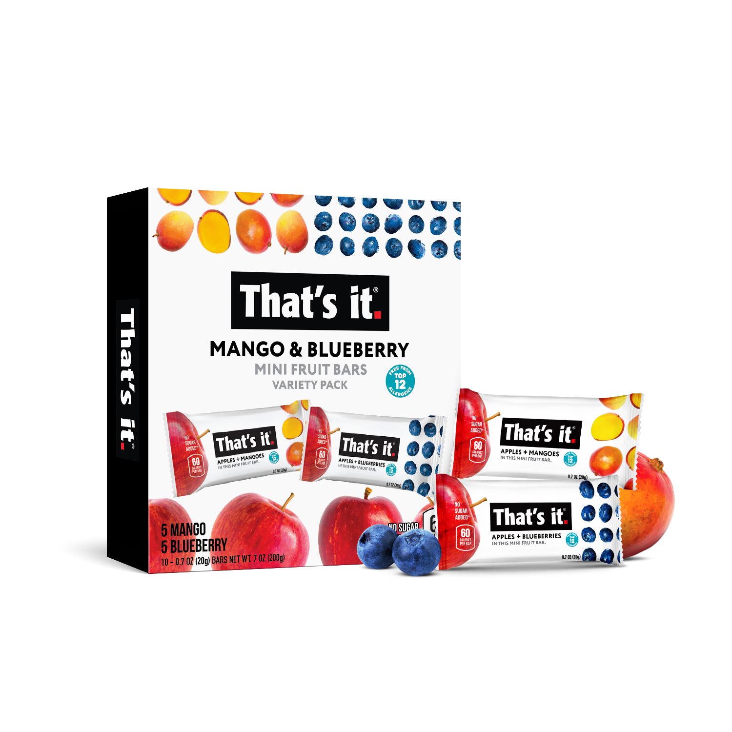 That's It Mango & Blueberry Mini Fruit Bars Variety Pack 6 innerpacks per case 7.0 oz