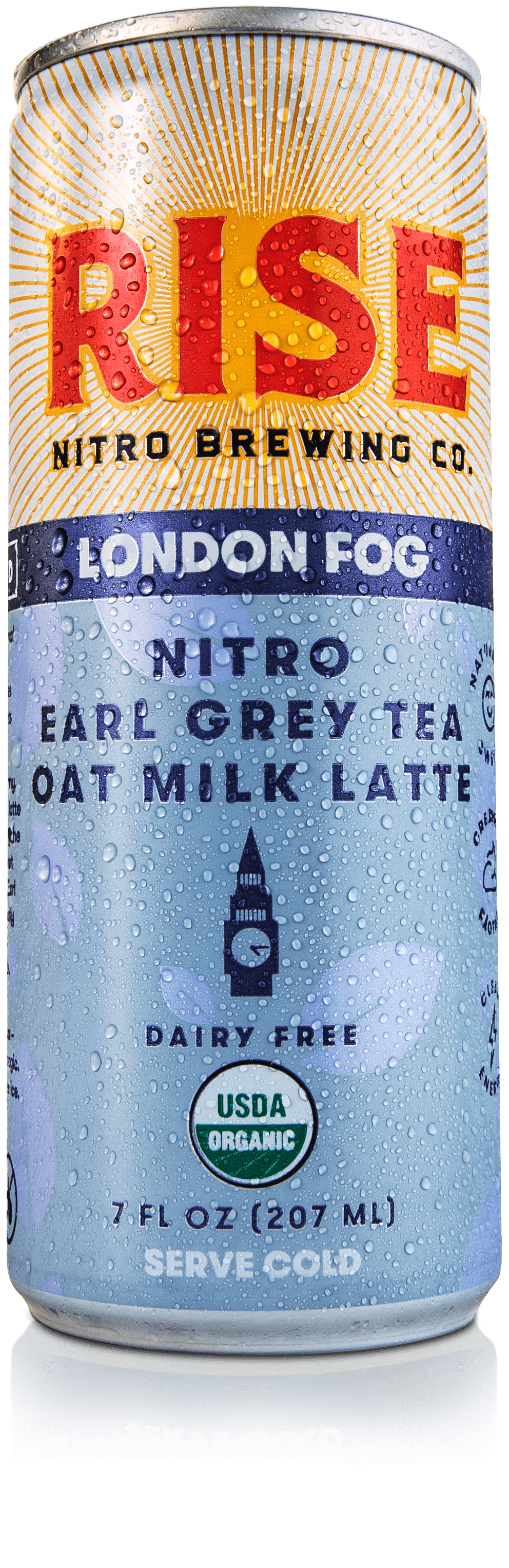 RISE Brewing Co., London Fog Nitro Earl Grey Tea Oat Milk Latte 12 units per case 7.0 fl