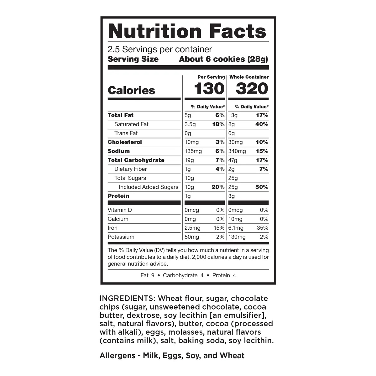 Crispy™ - Double Chocolate Cookies 24 units per case 2.5 oz Nutrition Info